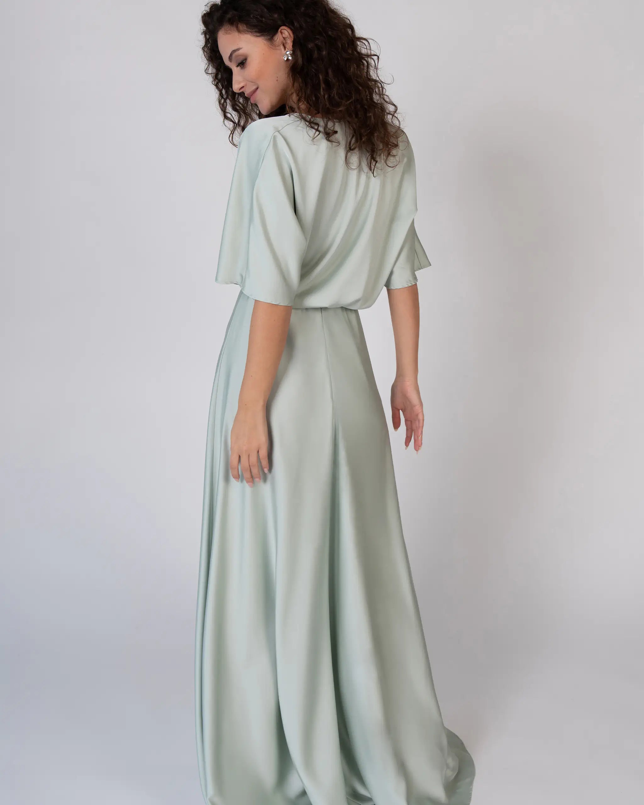 Abendkleid Zweiteiler im Satinlook in mintgrün - Detailansicht