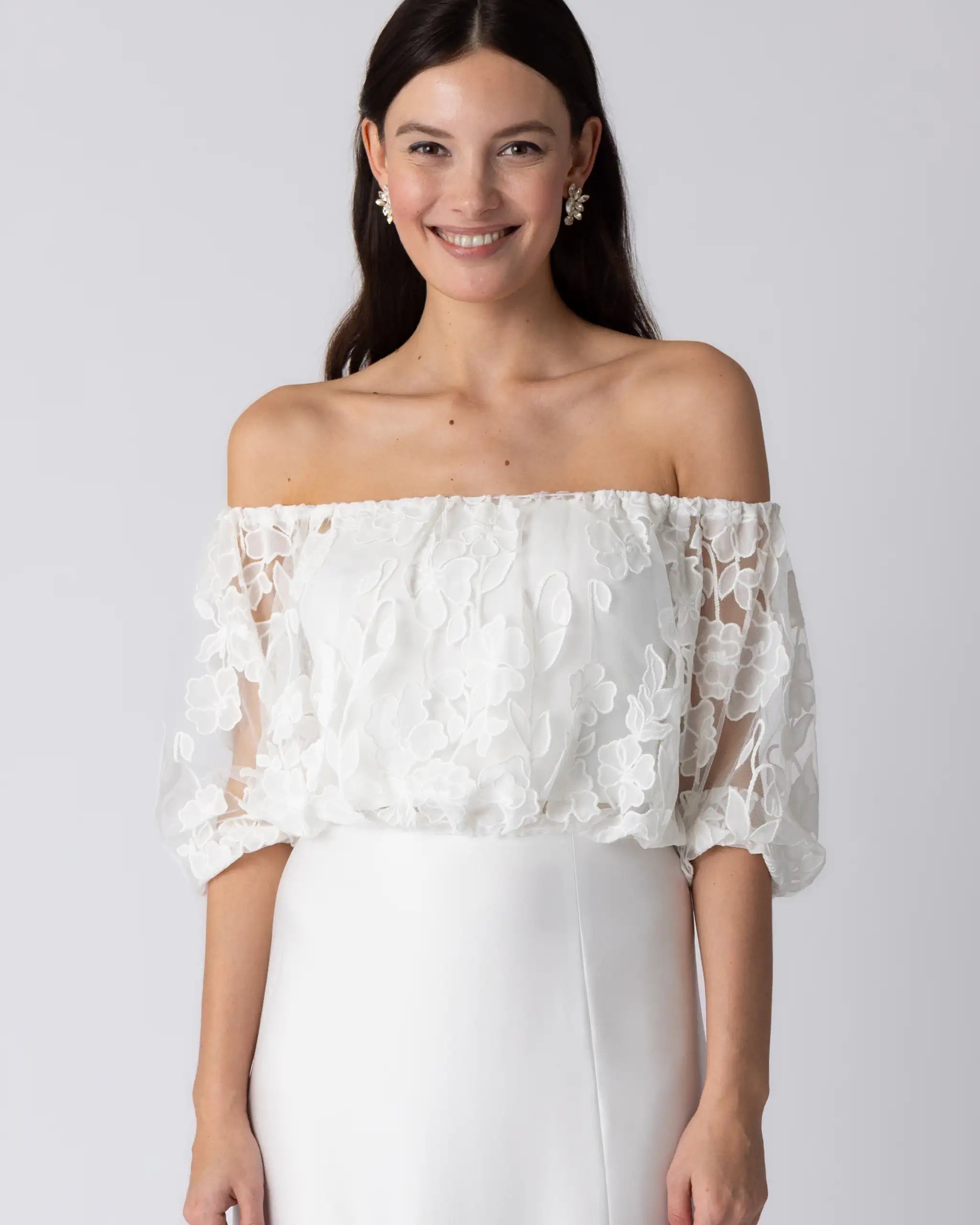 Off-Shoulder Boho Braut Top Ansicht vorne