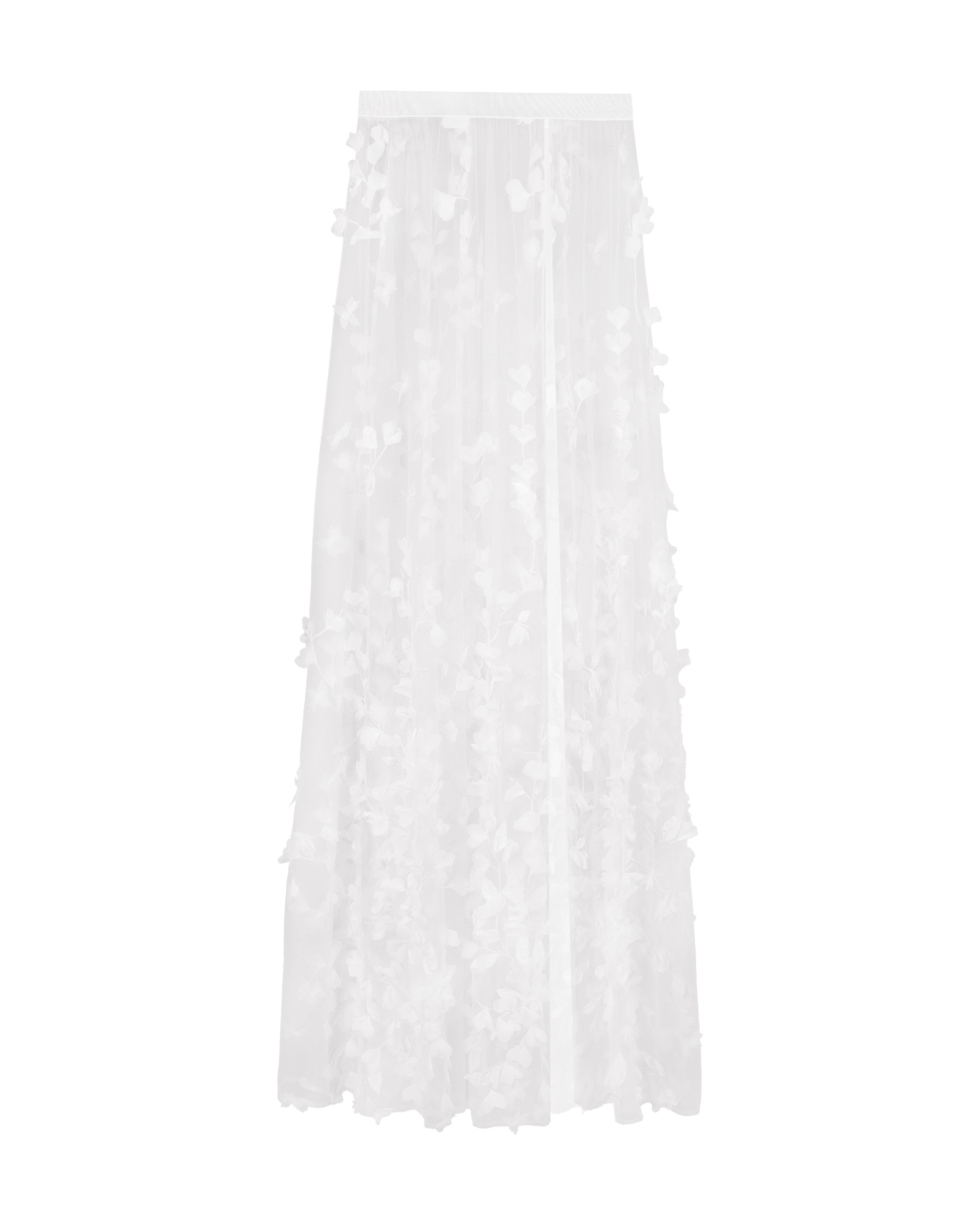 Braut Tüll Überrock mit Organza Blüten Freisteller