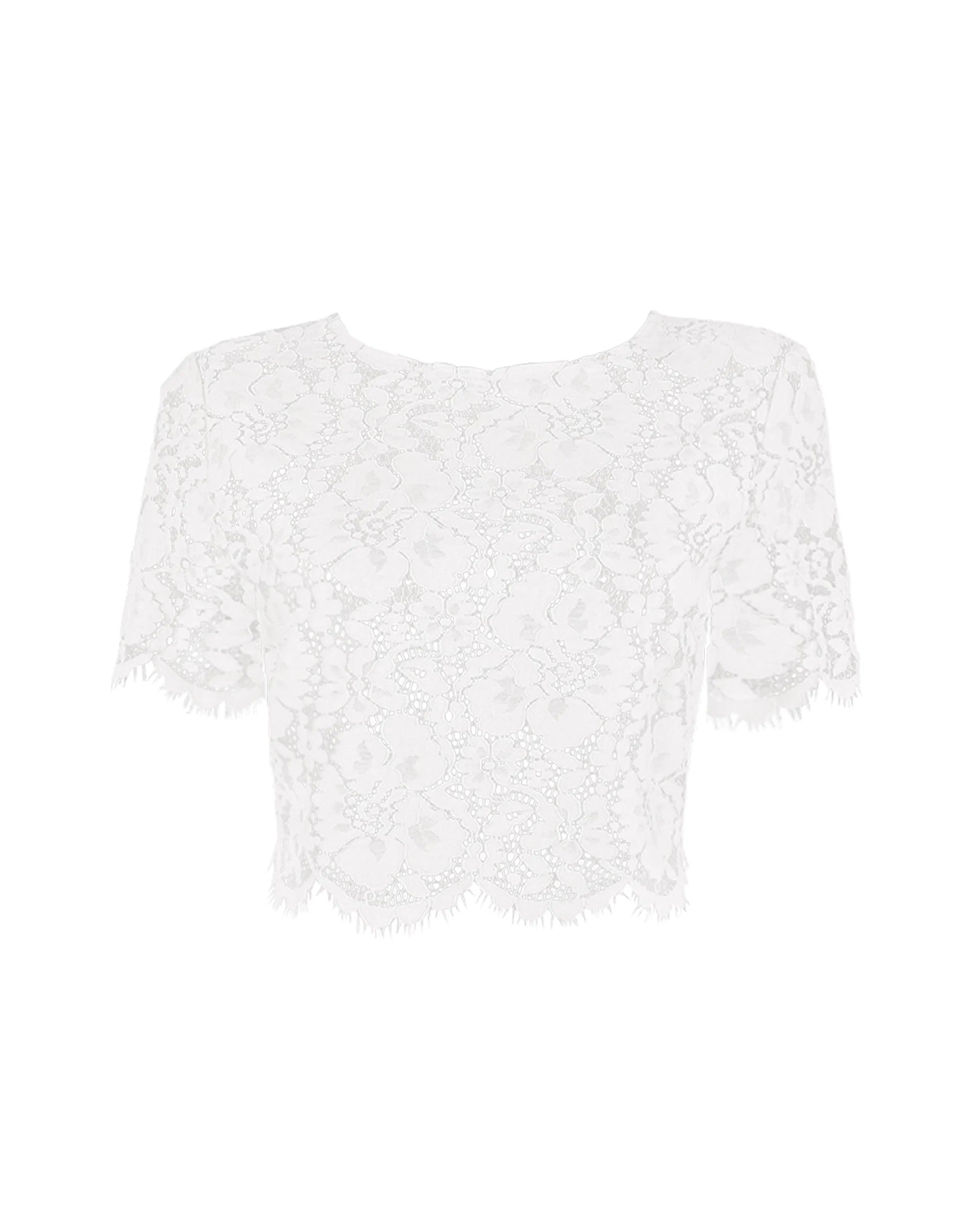 Braut Crop Top aus Vintage Spitze Freisteller vorne