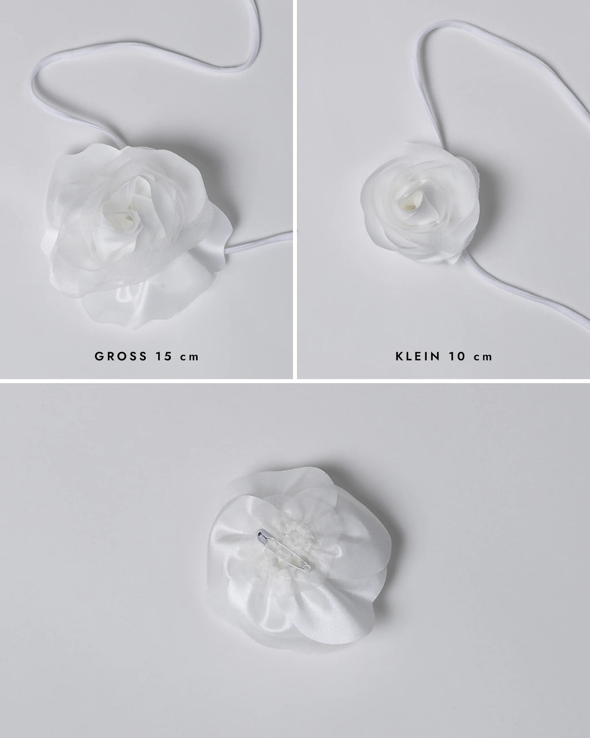 Braut Blumenbrosche aus Organza Stoff Klein und Gross