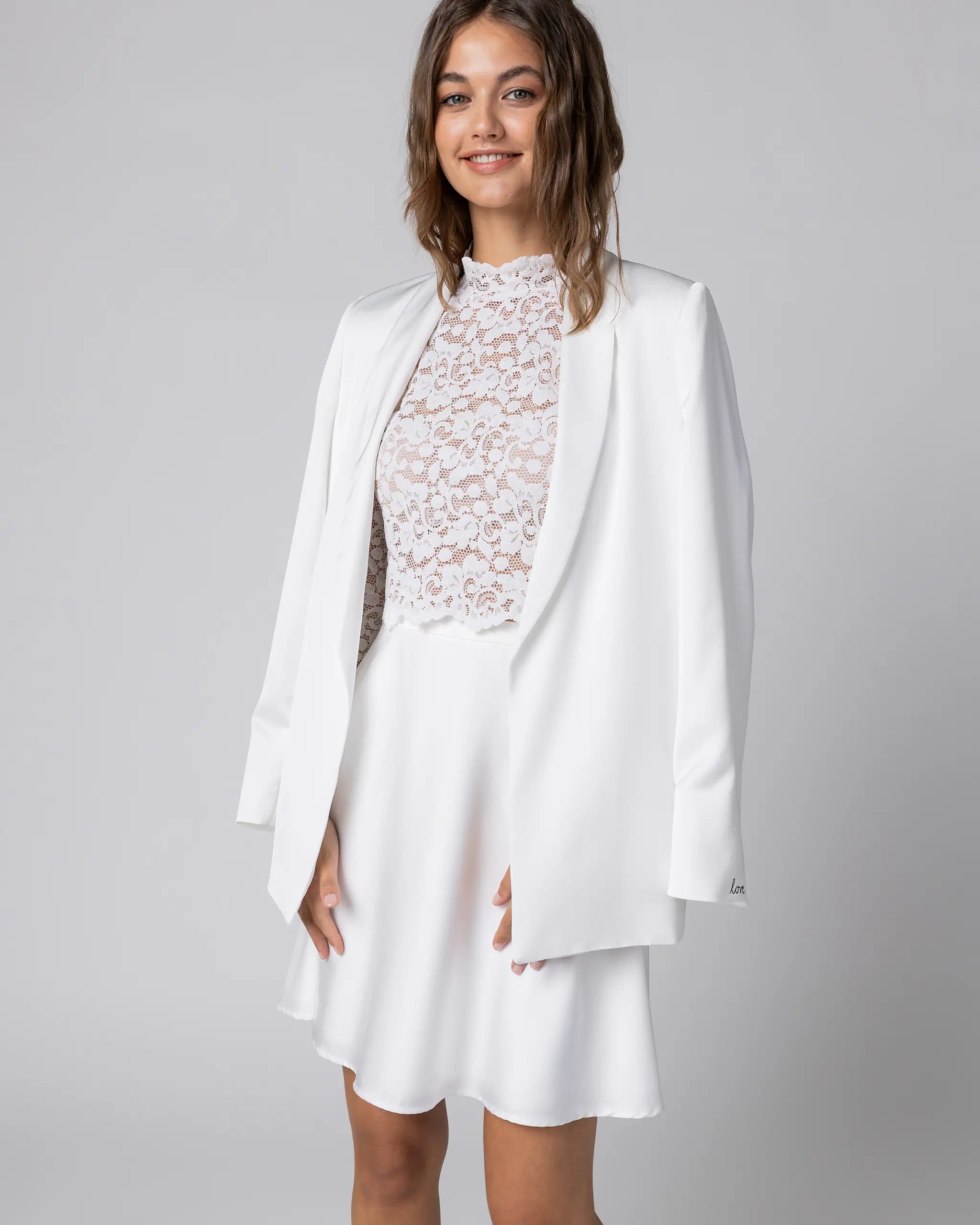 Braut Blazer aus Satin Ansicht vorne