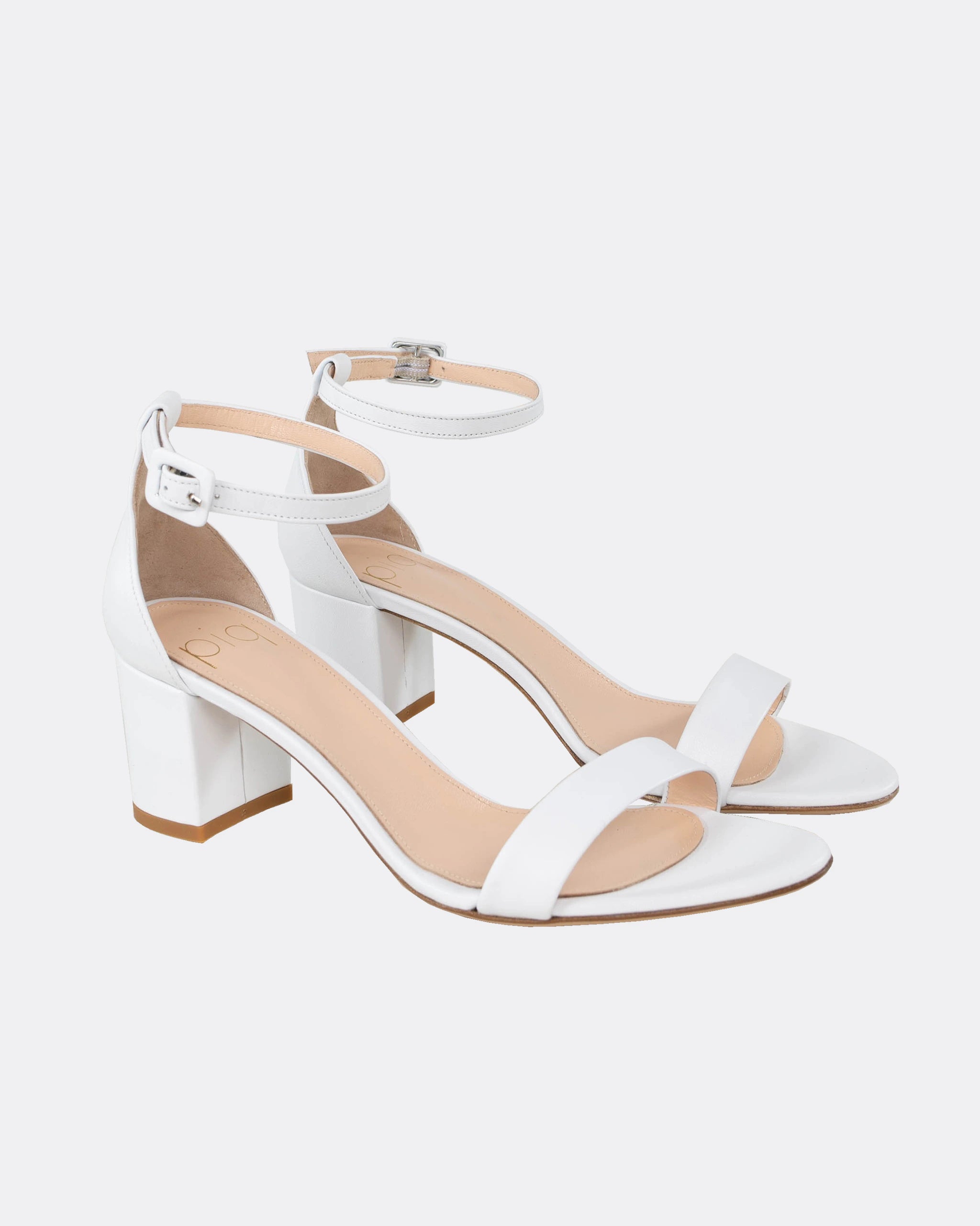 Sandalen mit 5cm Blockabsatz in Ivory Ansicht seitlich
