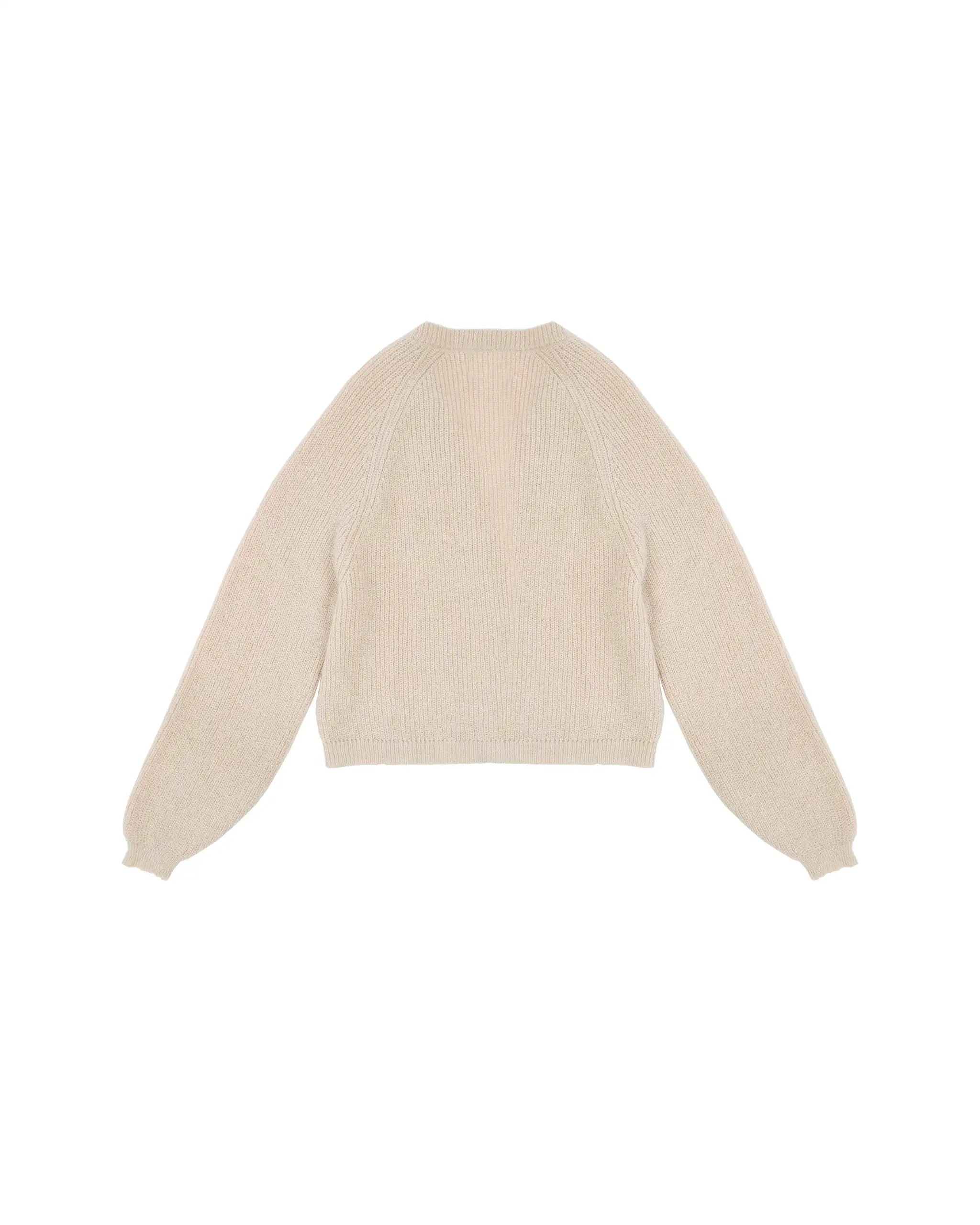 Kurze Strickjacke champagne Freisteller hinten