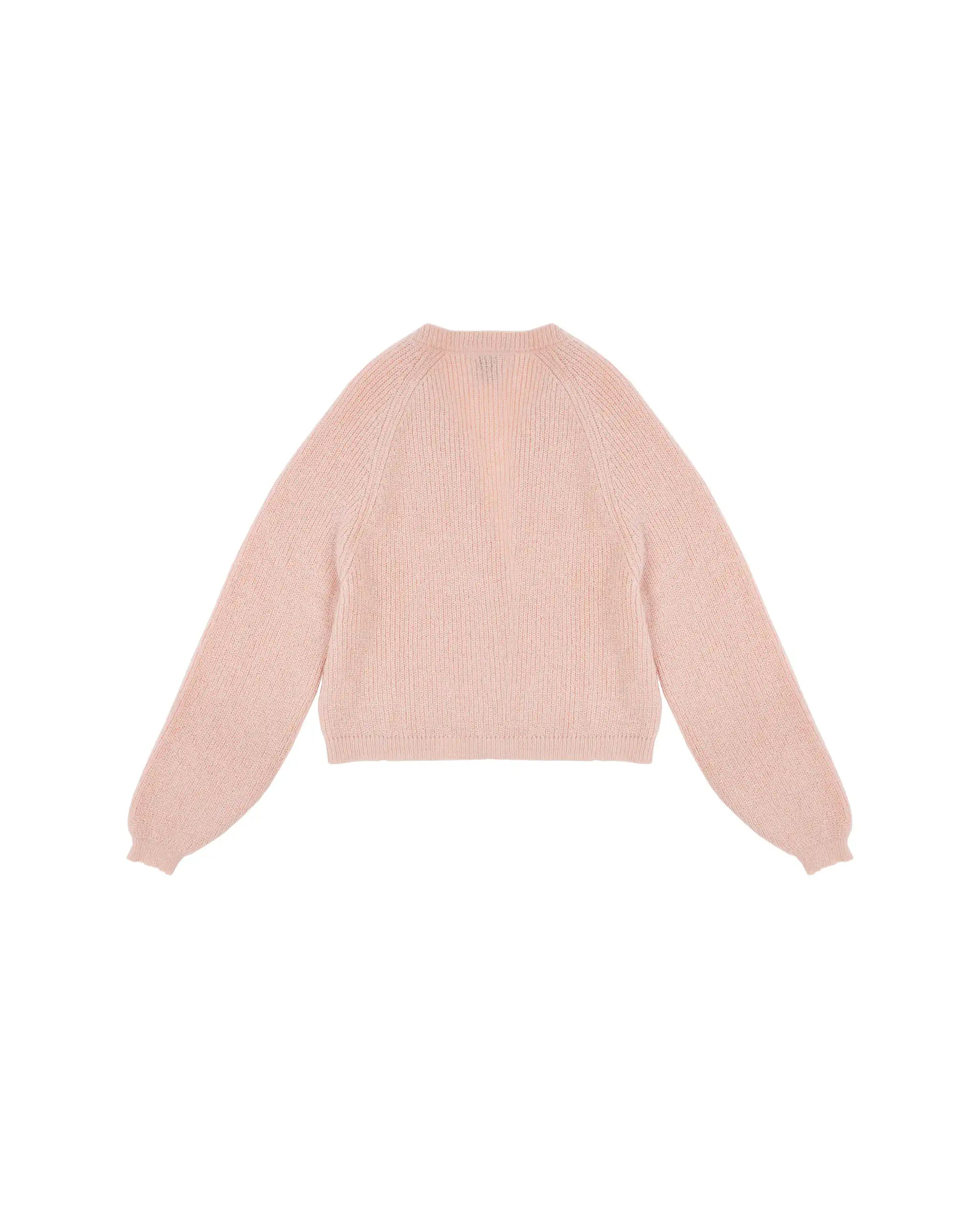 Kurze Strickjacke rosa Freisteller hinten