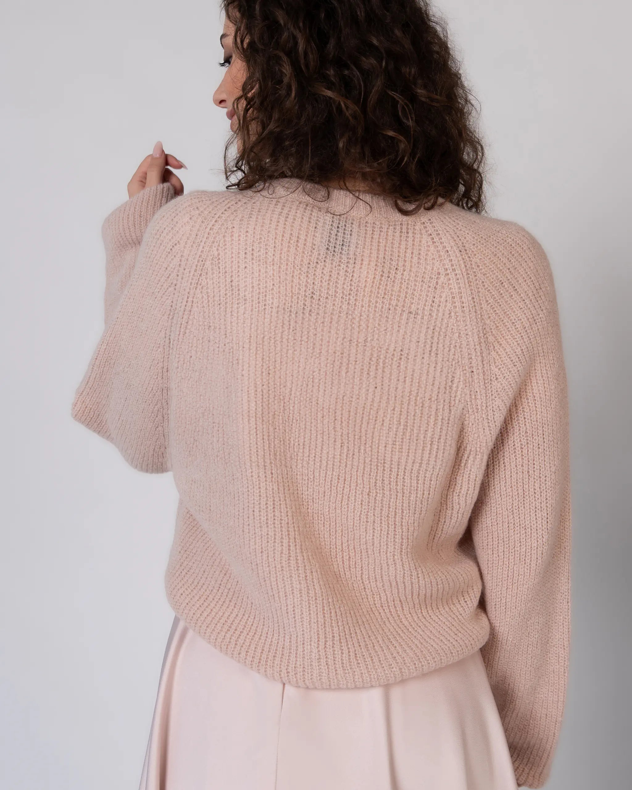 Kurze Strickjacke rosa Ansicht Seite