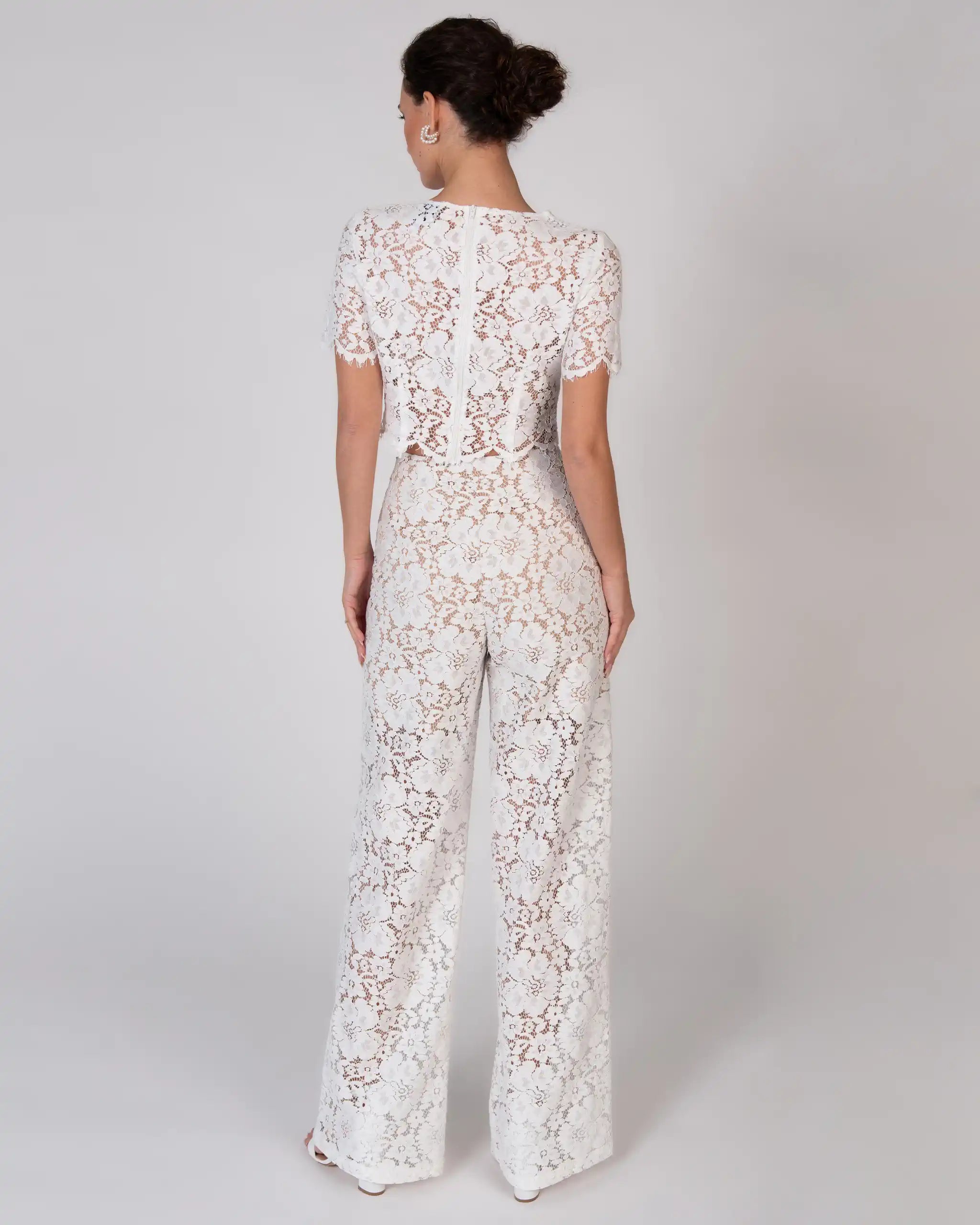 Braut Charlie Hose aus Vintage Spitze in ivory Ansicht hinten