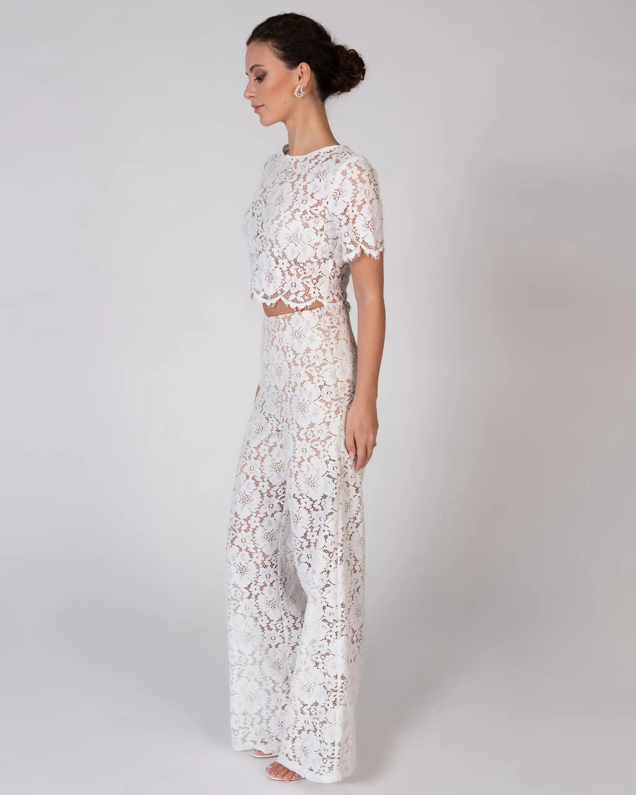 Braut Charlie Hose aus Vintage Spitze in ivory Ansicht Seite