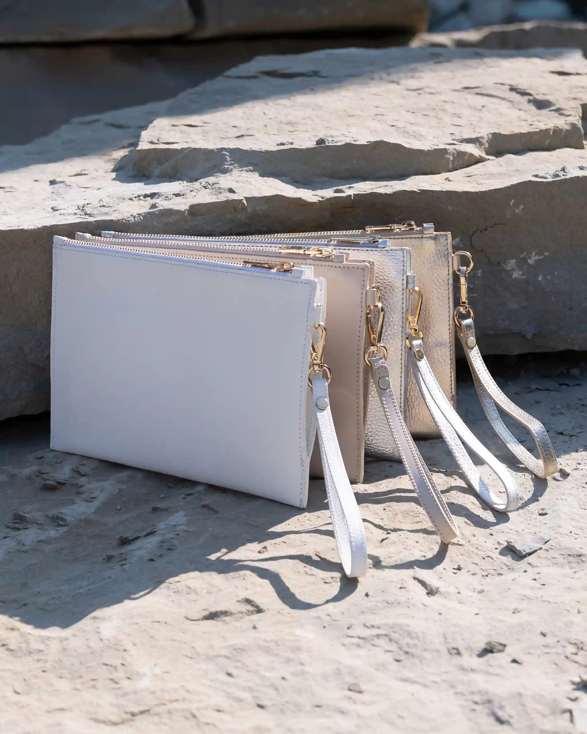 Brauttaschen Clutches aus Leder in metallischen Farben