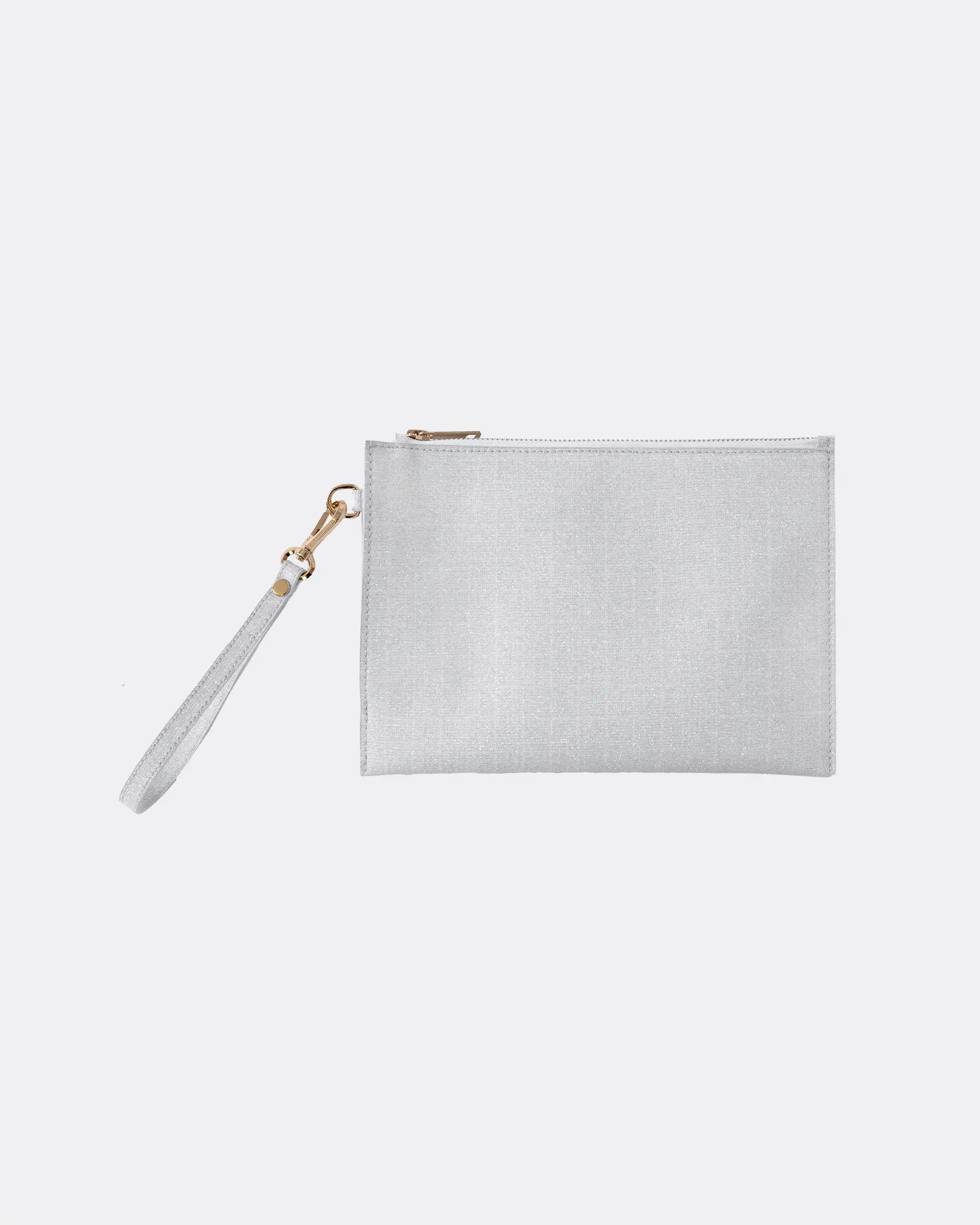 Clutch mit Glitzergewebe in Silber Freisteller