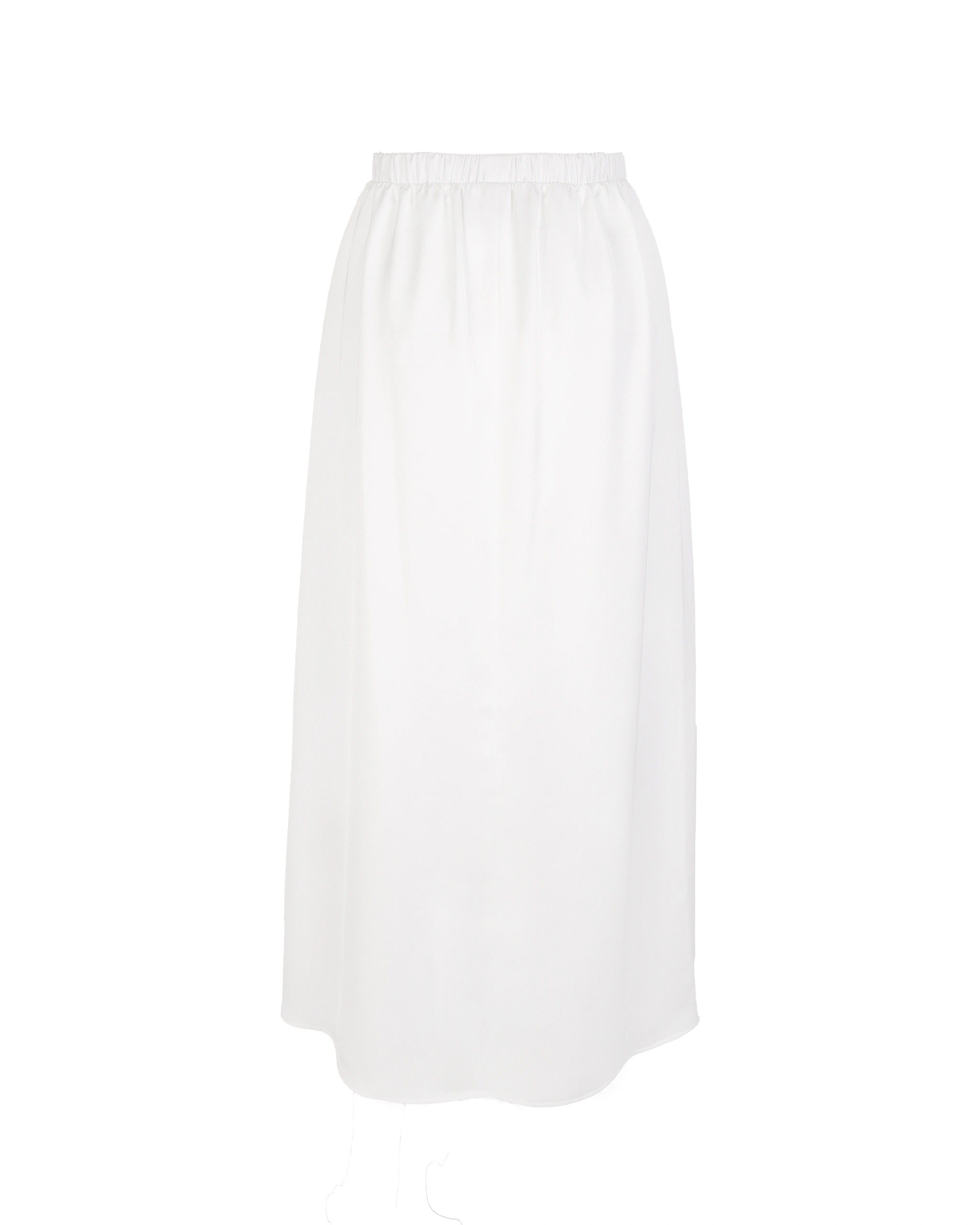 Schlichter Standesamt Satinrock mit Schlitz wadenlang Freisteller hinten