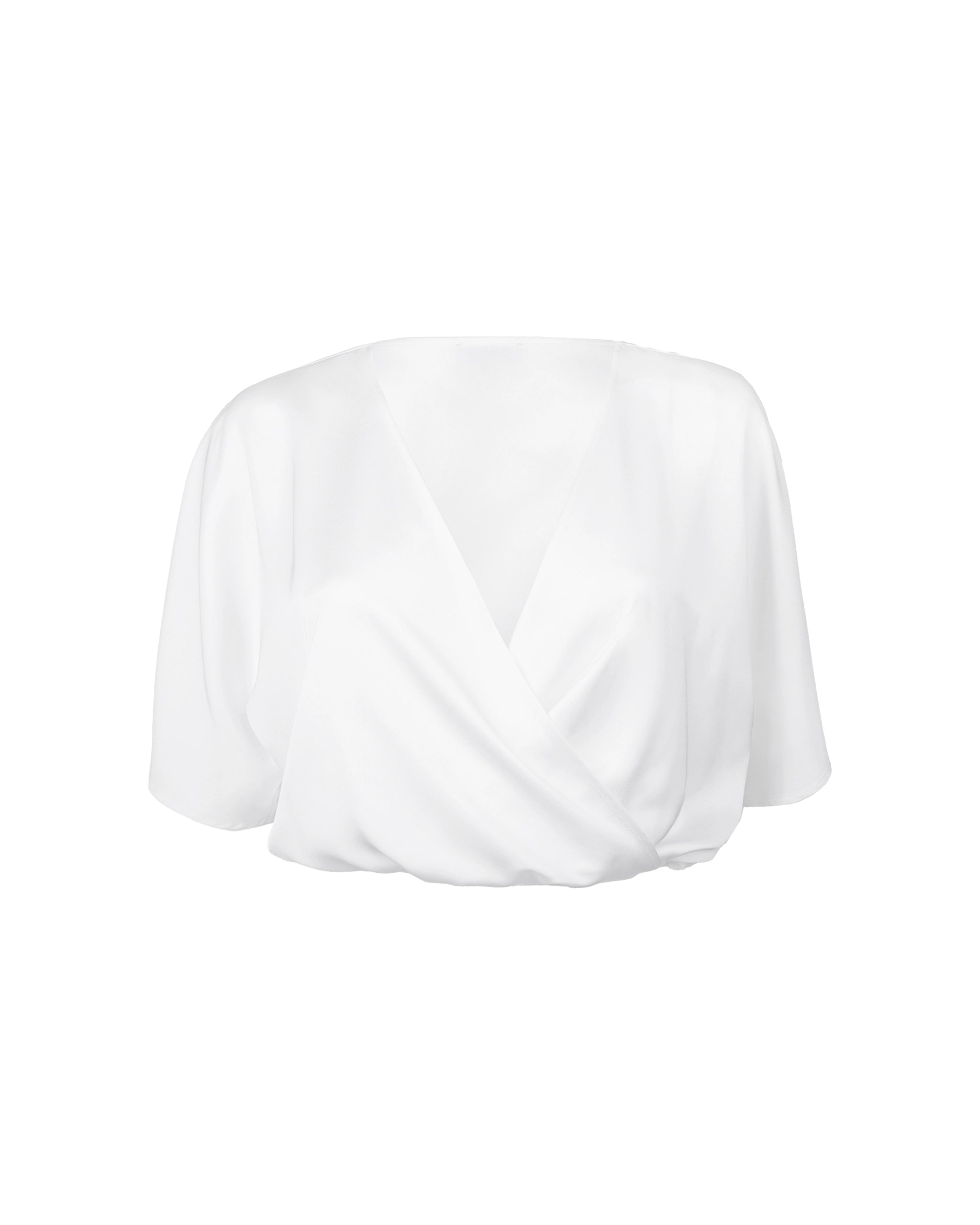 Kurze Brautbluse mit V-Ausschnitt Freisteller vorne