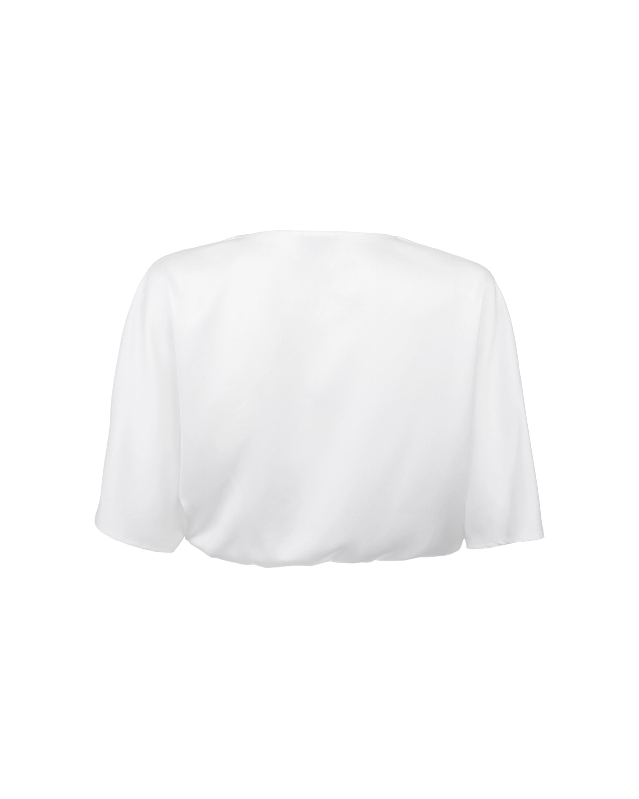 Kurze Brautbluse mit V-Ausschnitt Freisteller hinten