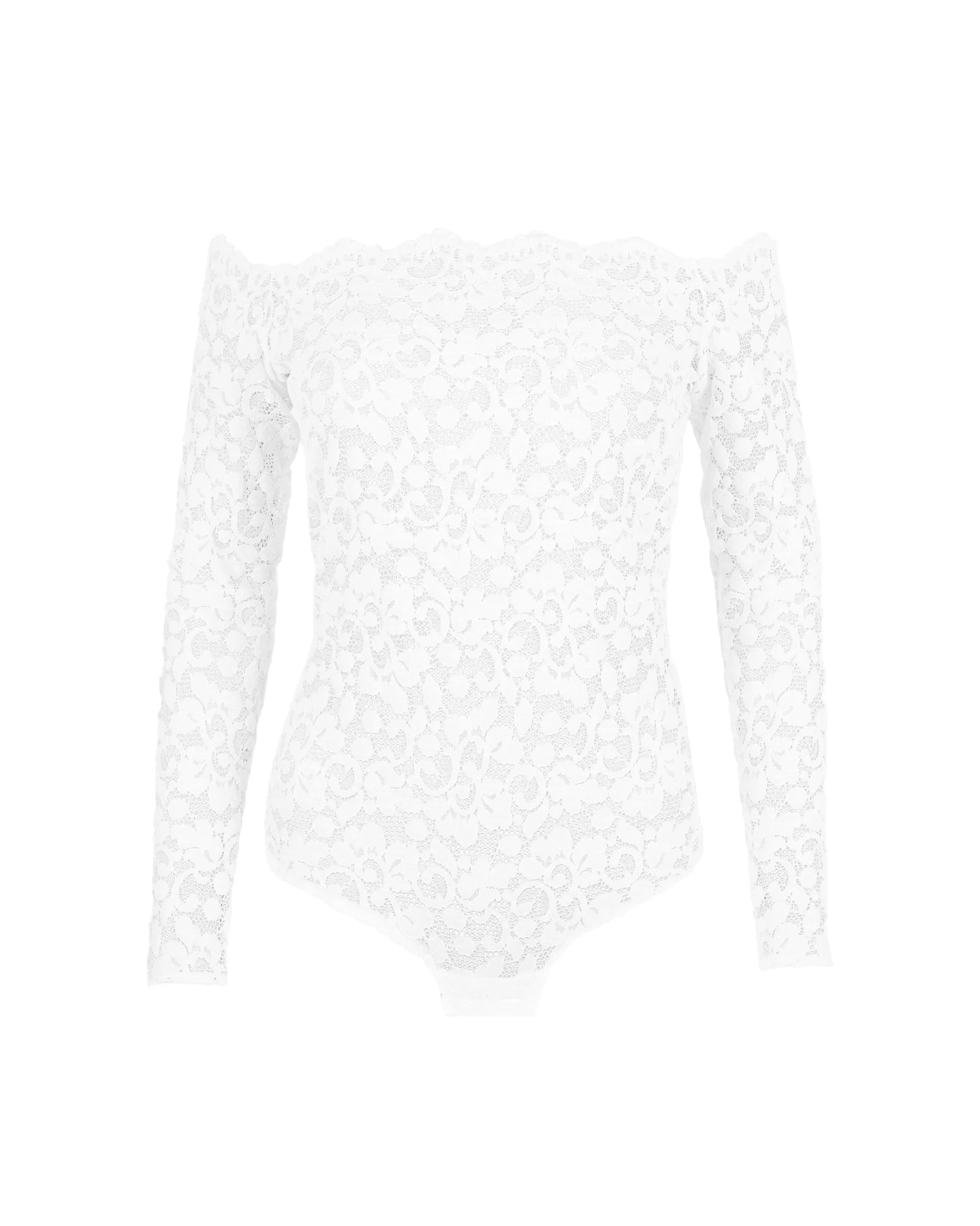 Off-Shoulder Boho langarm Brautbody Freisteller vorne