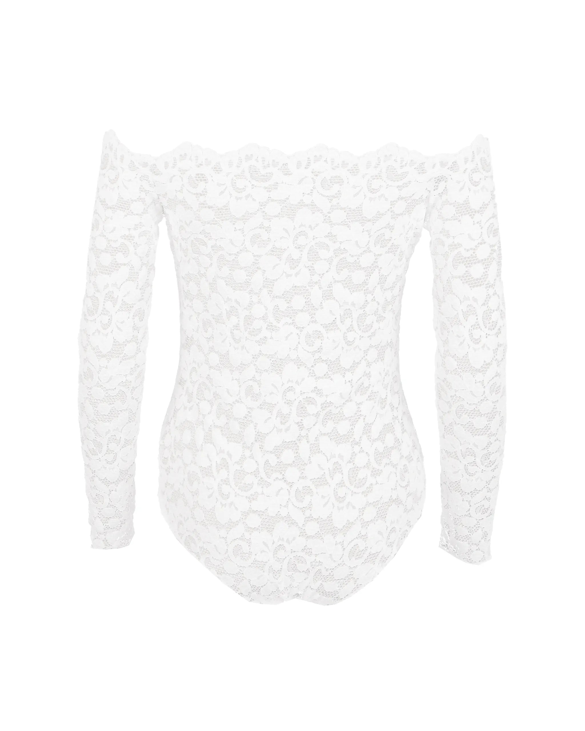 Off-Shoulder Boho langarm Brautbody Freisteller hinten