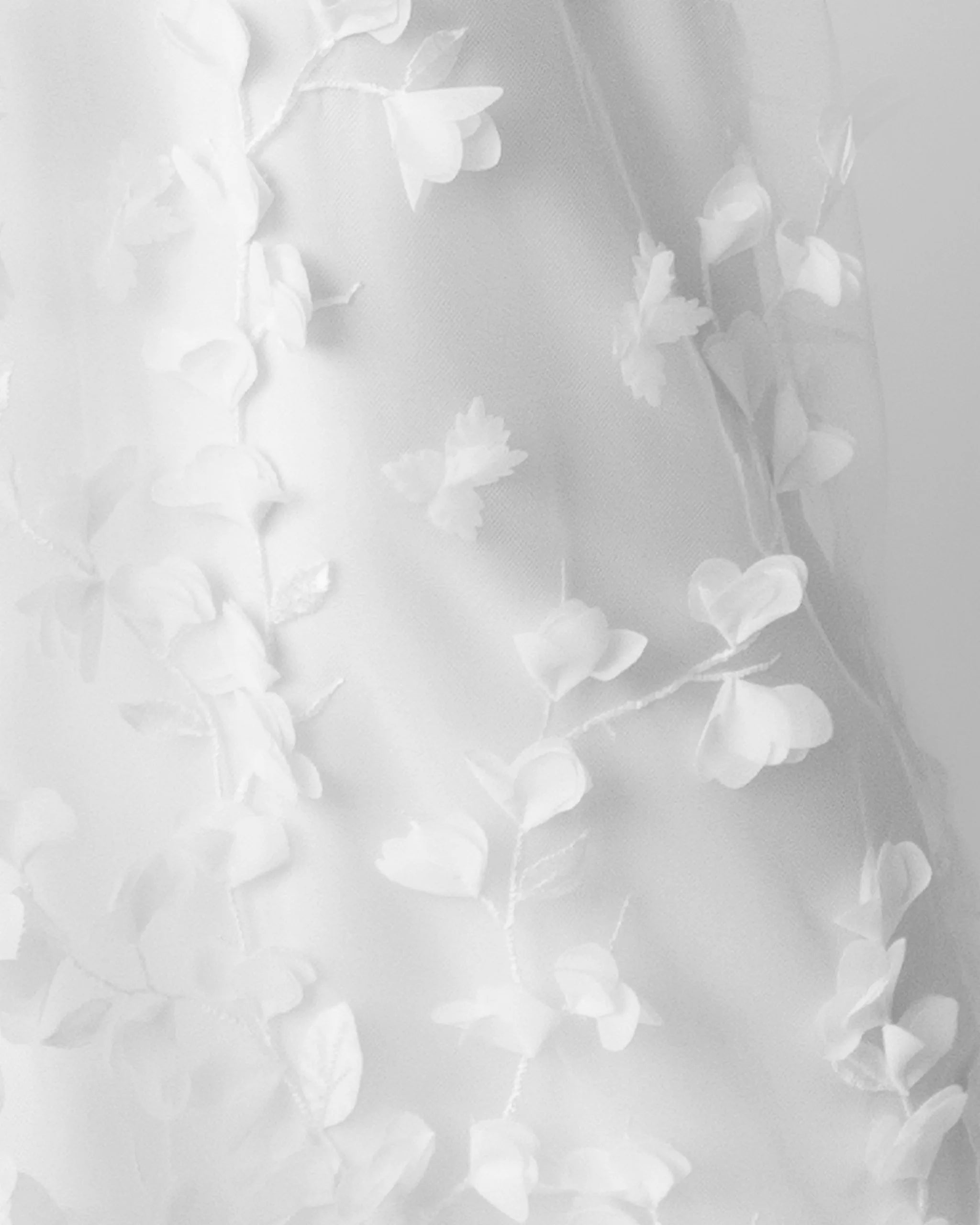 Stoff Detail Ivory Organza Blüten