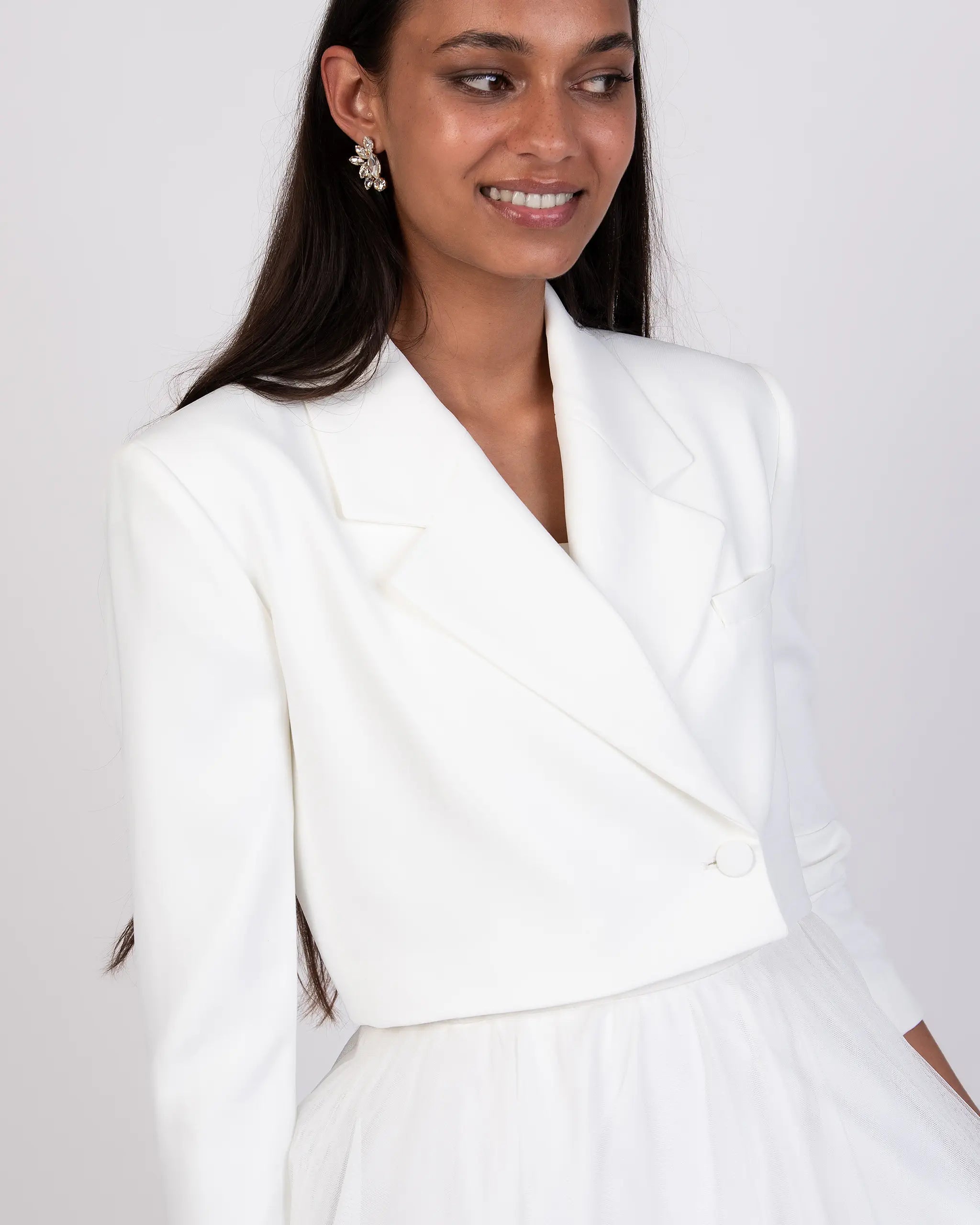 Kurzer Braut Blazer in Ivory Ansicht seitlich