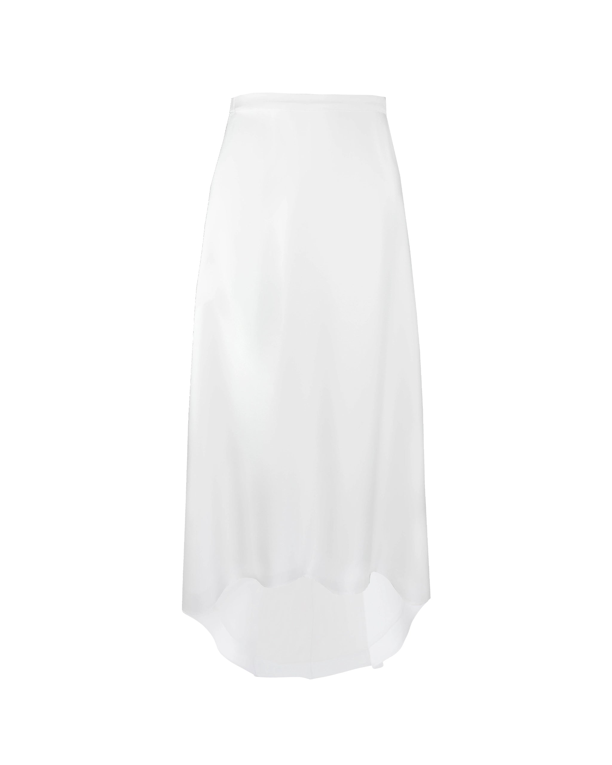 Asymmetrischer Braut Satinrock Freisteller vorne