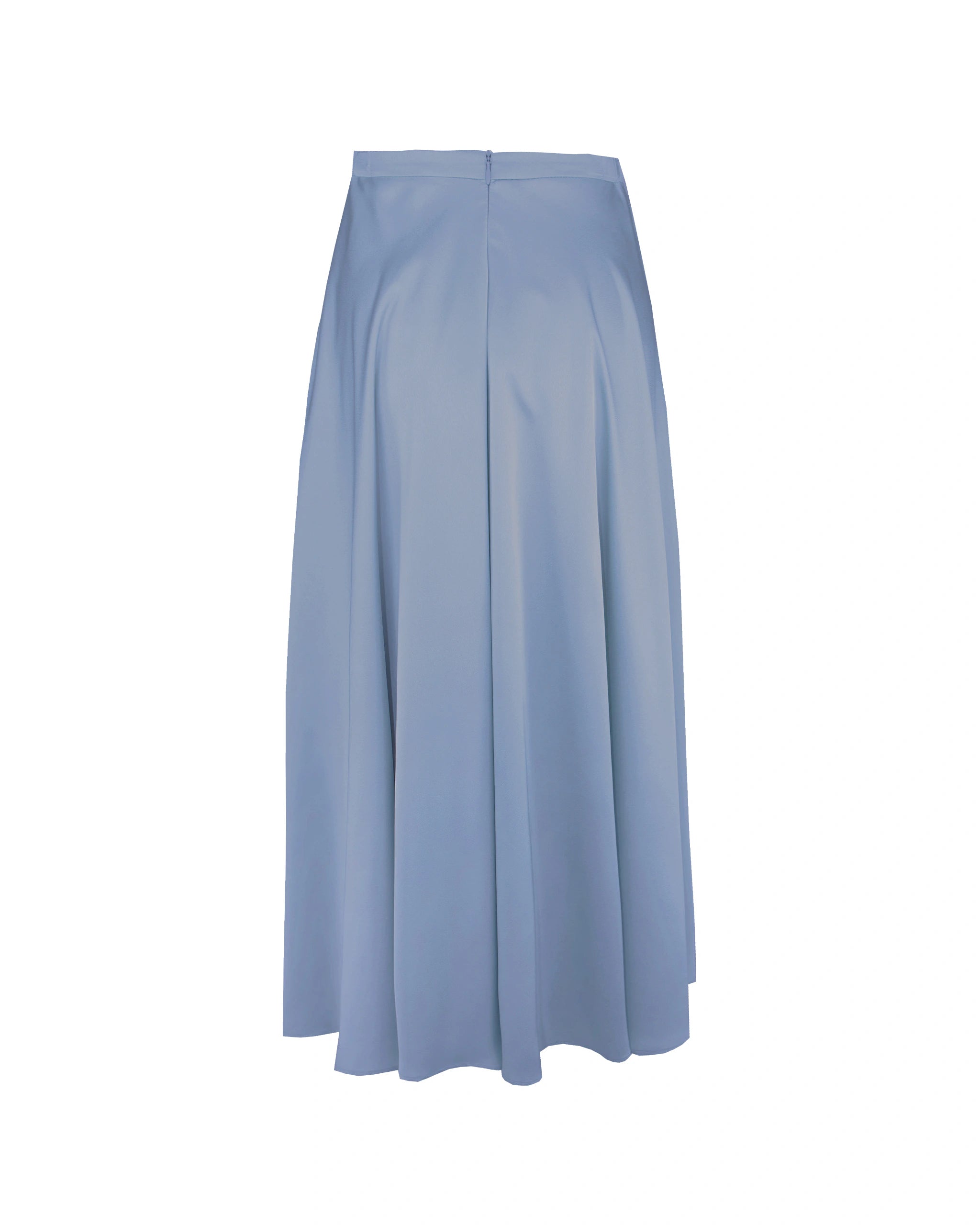 Wadenlanger Satinrock in something blue Freisteller hinten