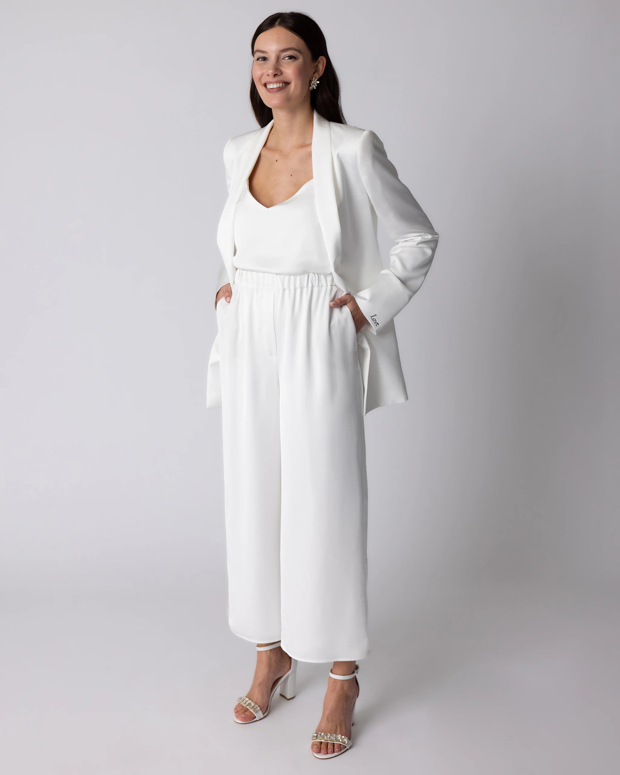 Brauthose Culotte aus Satin in ivory Ansicht vorne