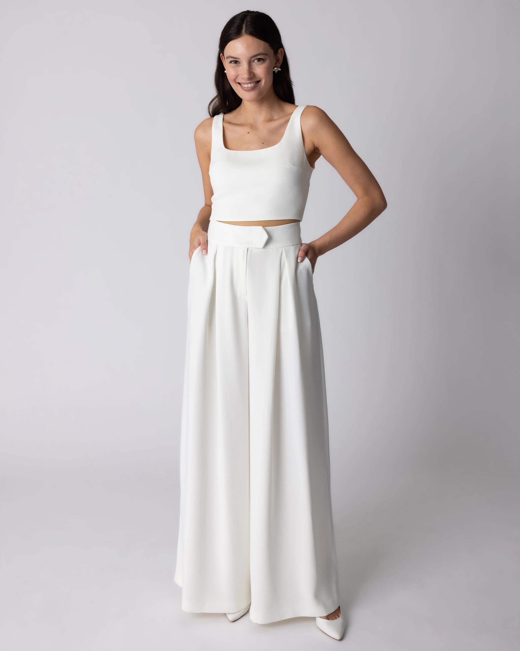 Braut Marlene Hose breit ivory Ansicht vorne