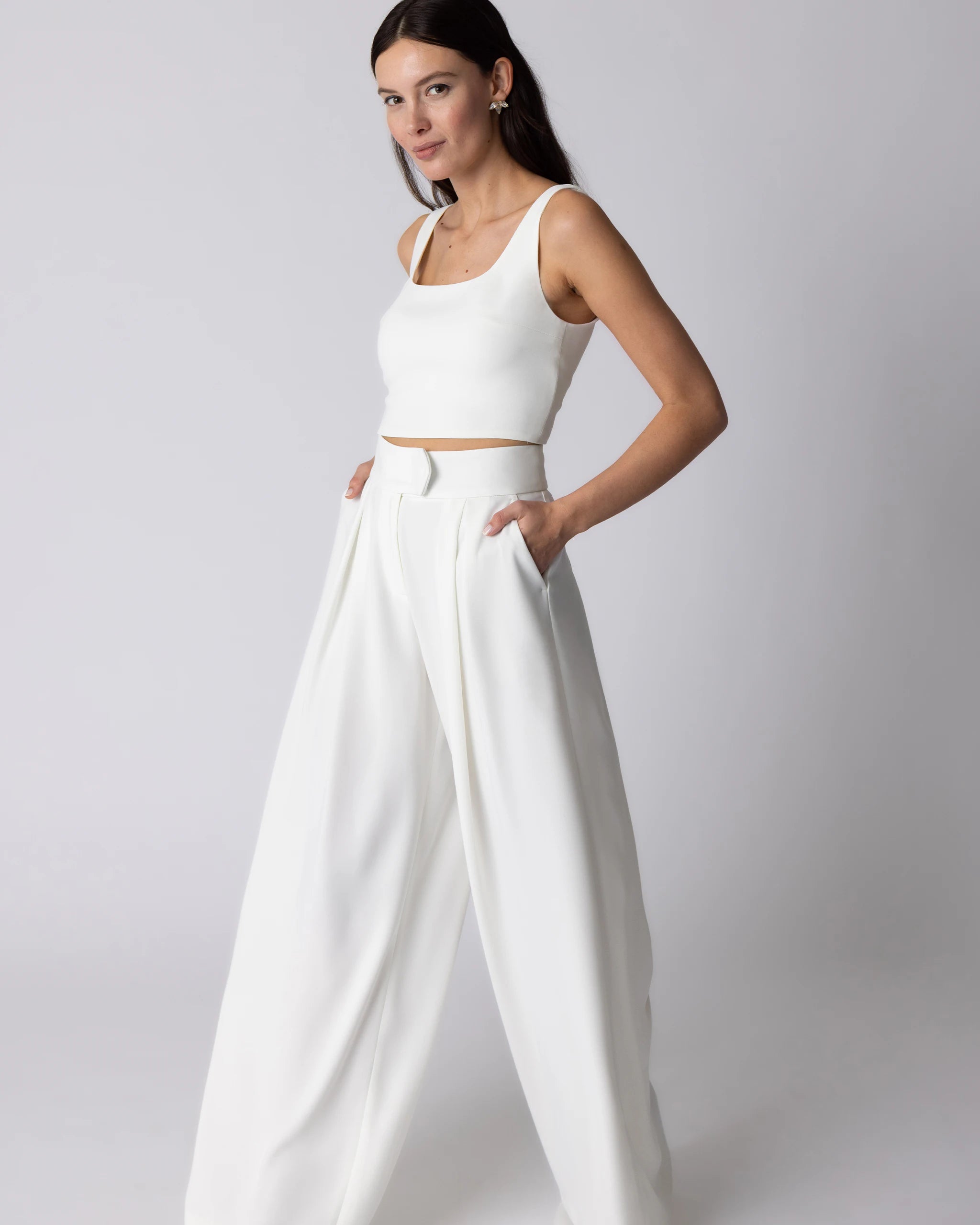 Braut Marlene Hose breit ivory Ansicht Seite