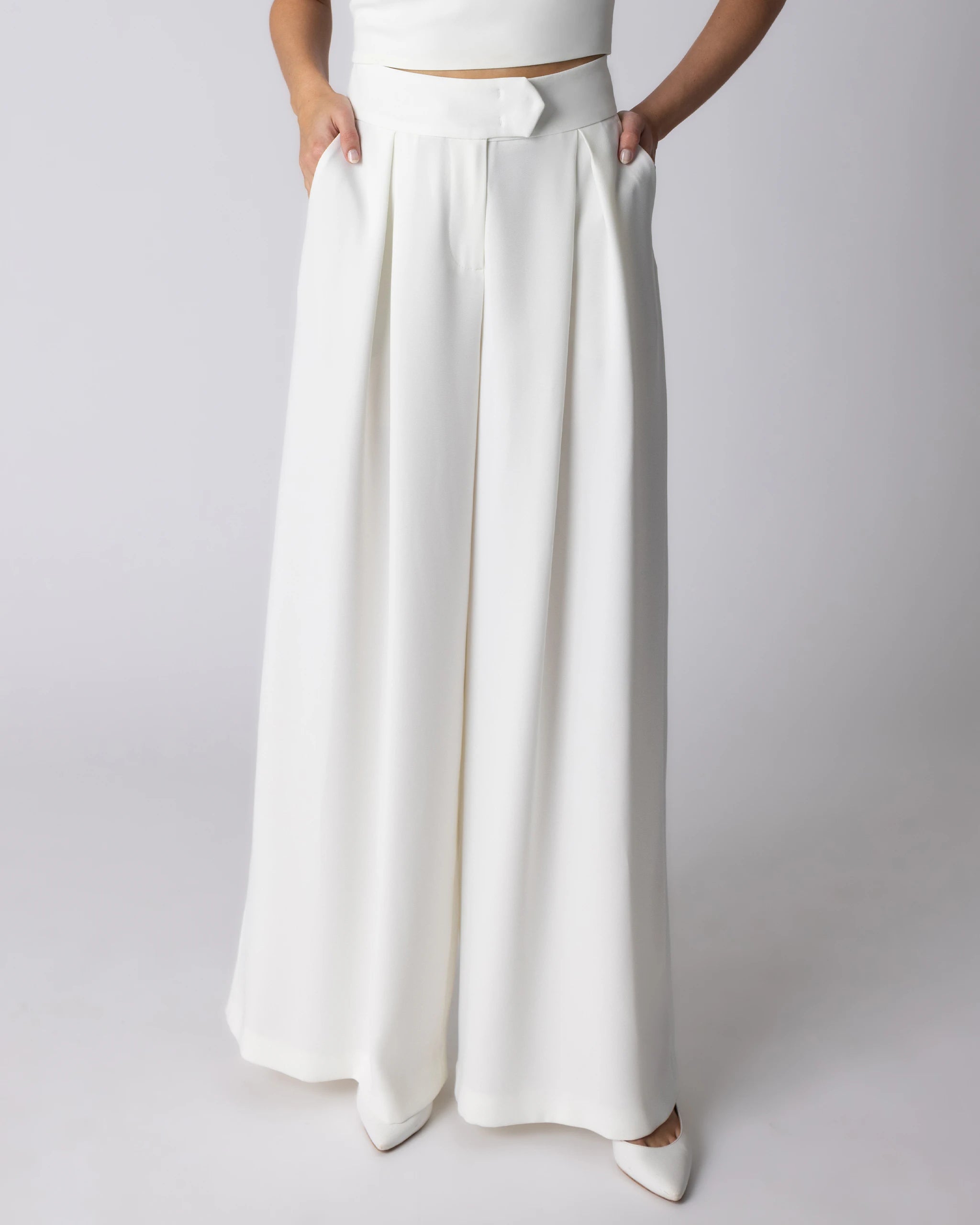 Braut Marlene Hose breit ivory Detailansicht