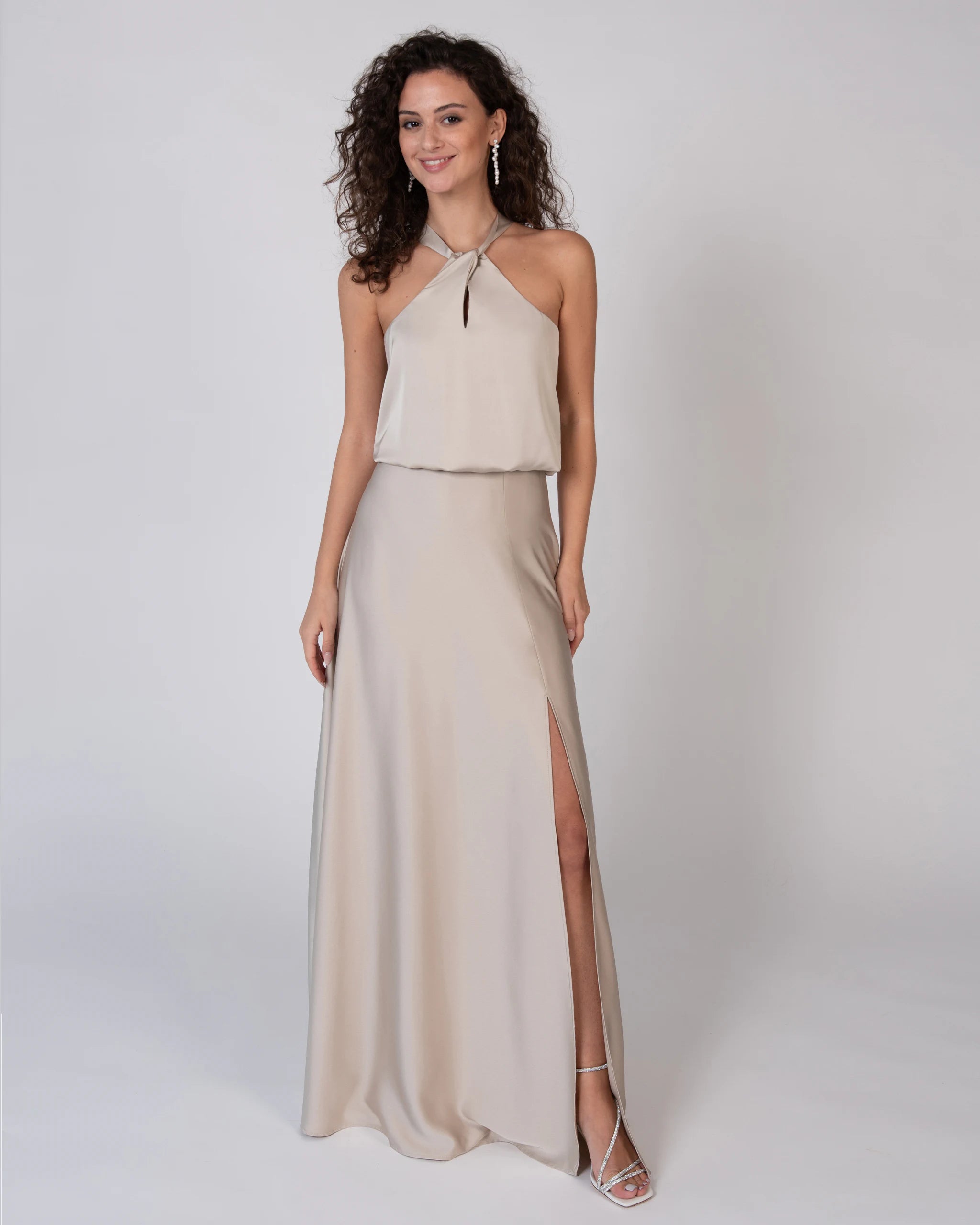 Neckholder Top in Champagne Ansicht vorne