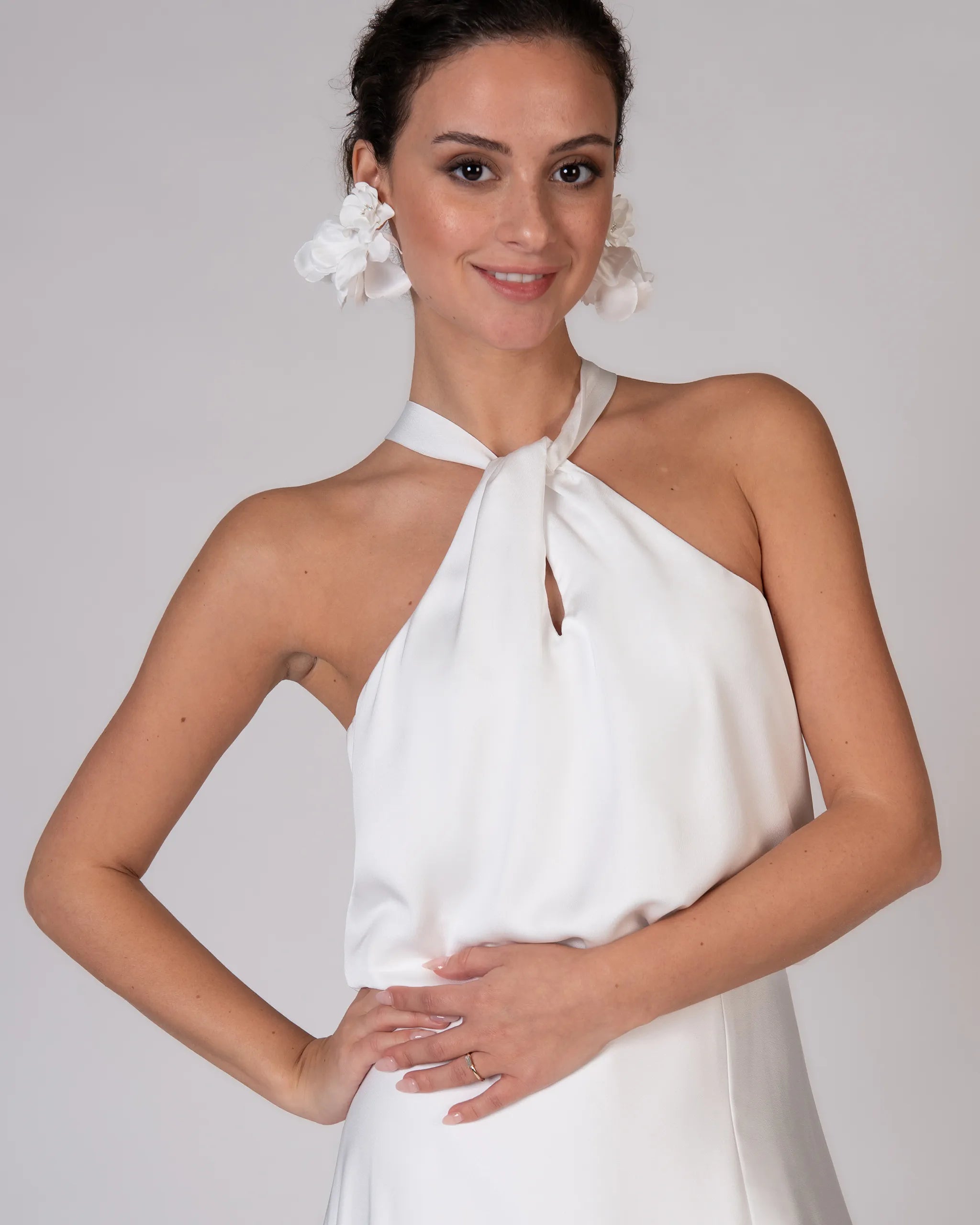 Braut Neckholder Top in Ivory Ansicht vorne