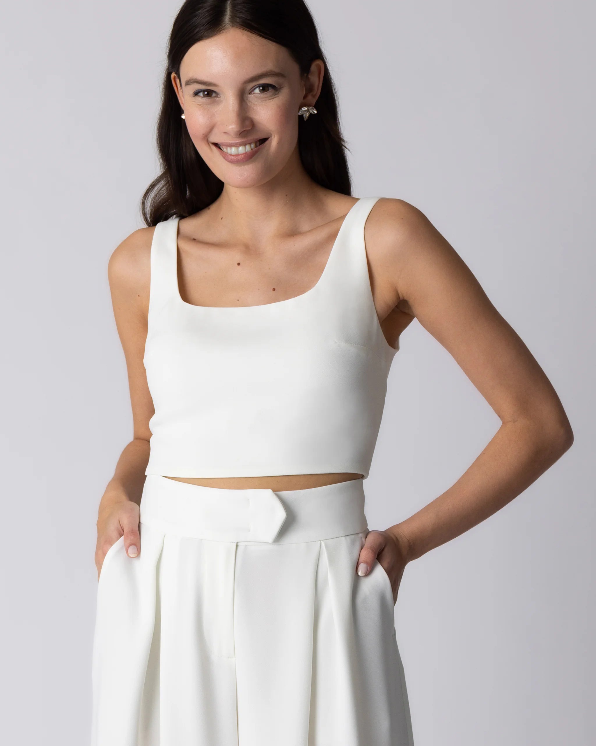Braut Crop Top mit Karree-Ausschnitt aus Twill Ansicht vorne