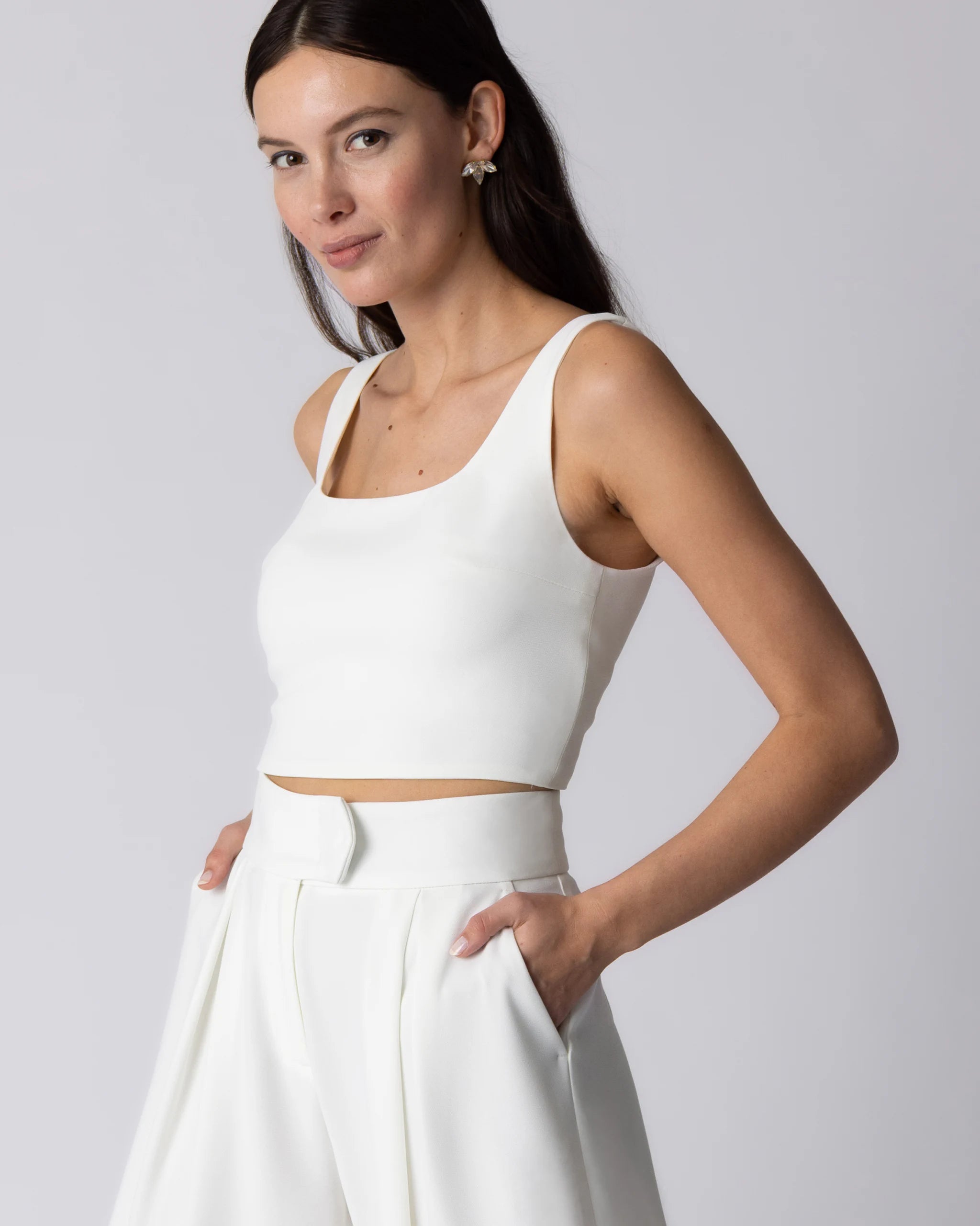 Braut Crop Top mit Karree-Ausschnitt aus Twill Ansicht Seite