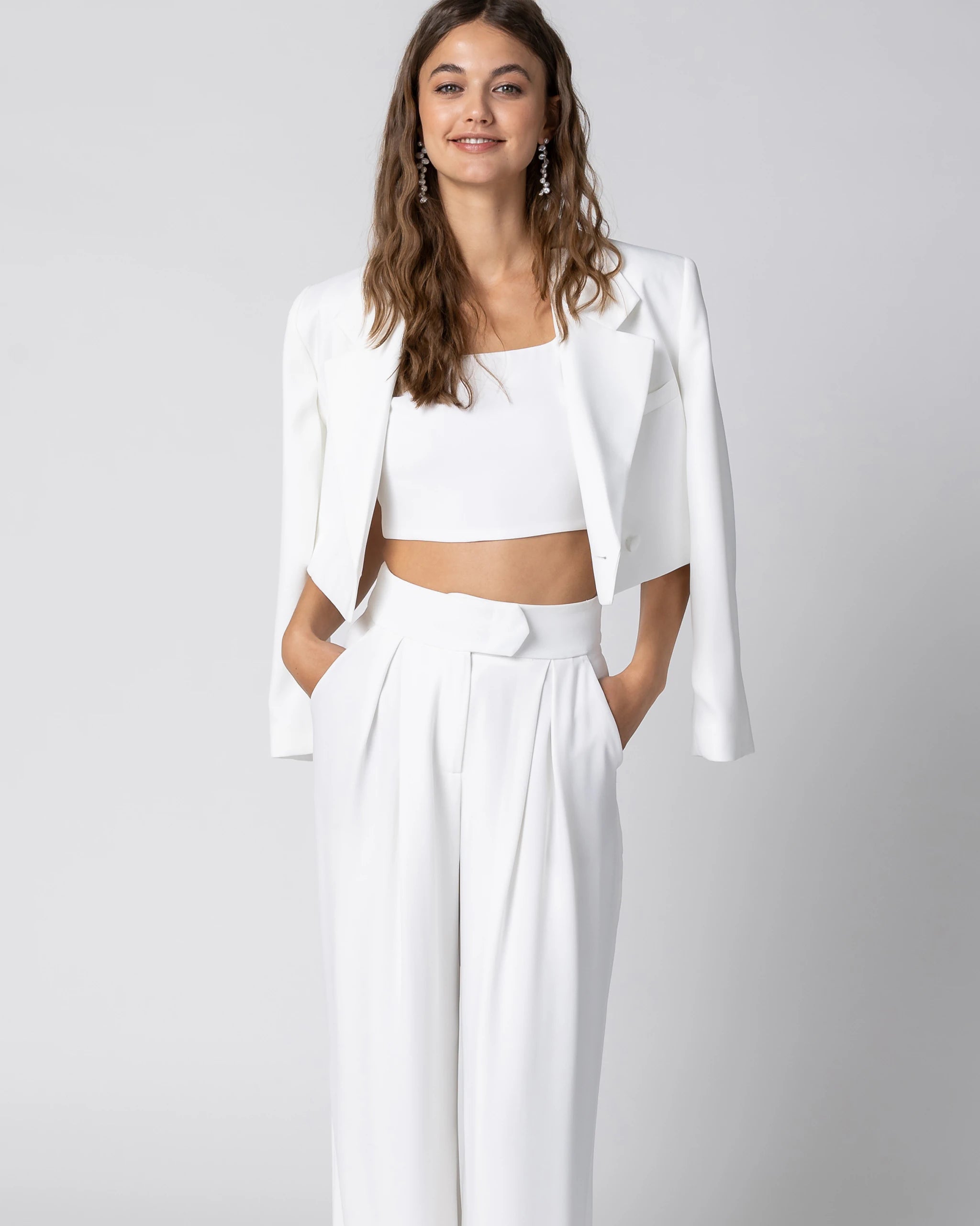 Braut Crop Top mit Karree-Ausschnitt aus Twill Ansicht Seite