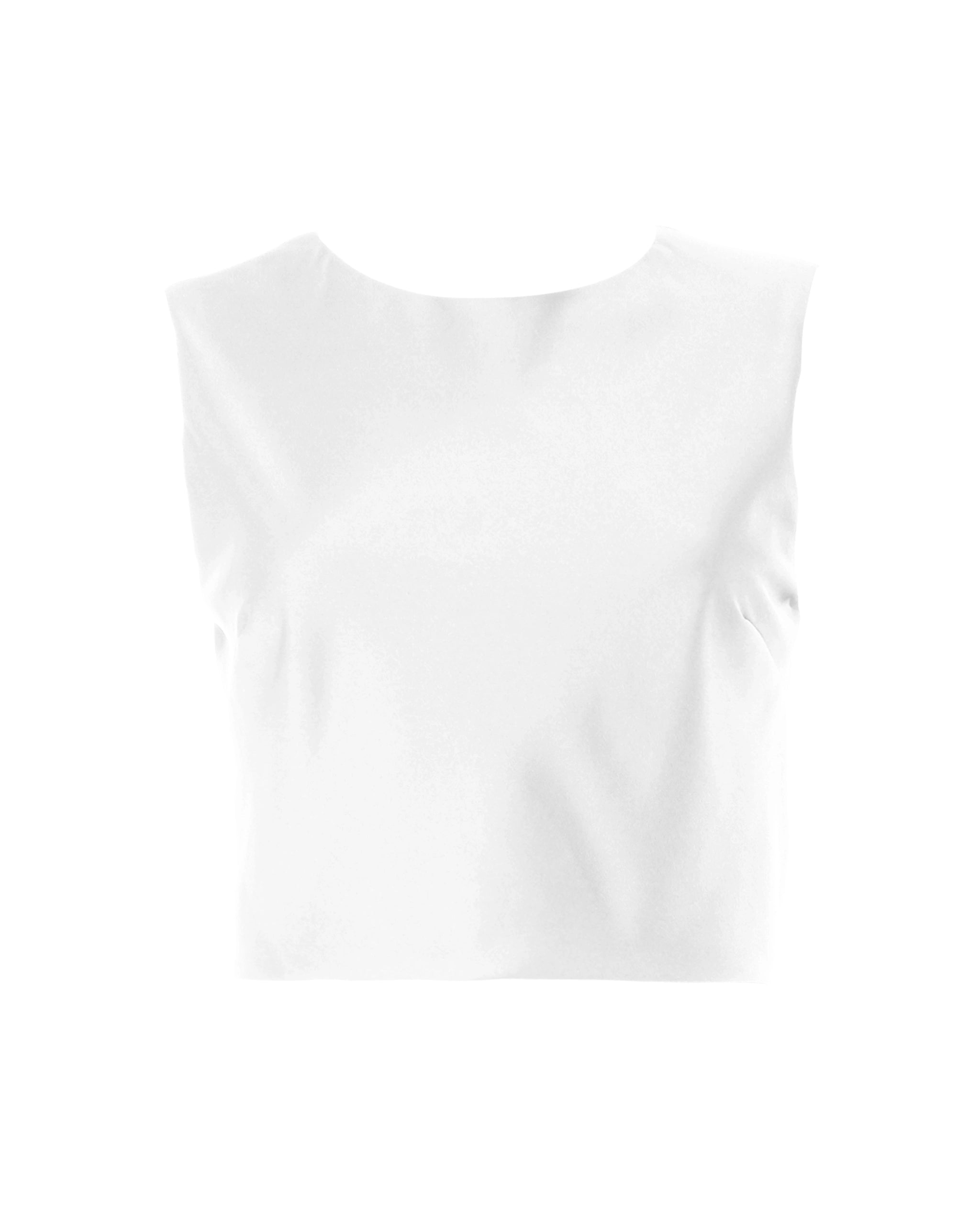 Ärmelloses Braut Crop Top mit rundhals Ausschnitt Freisteller vorne