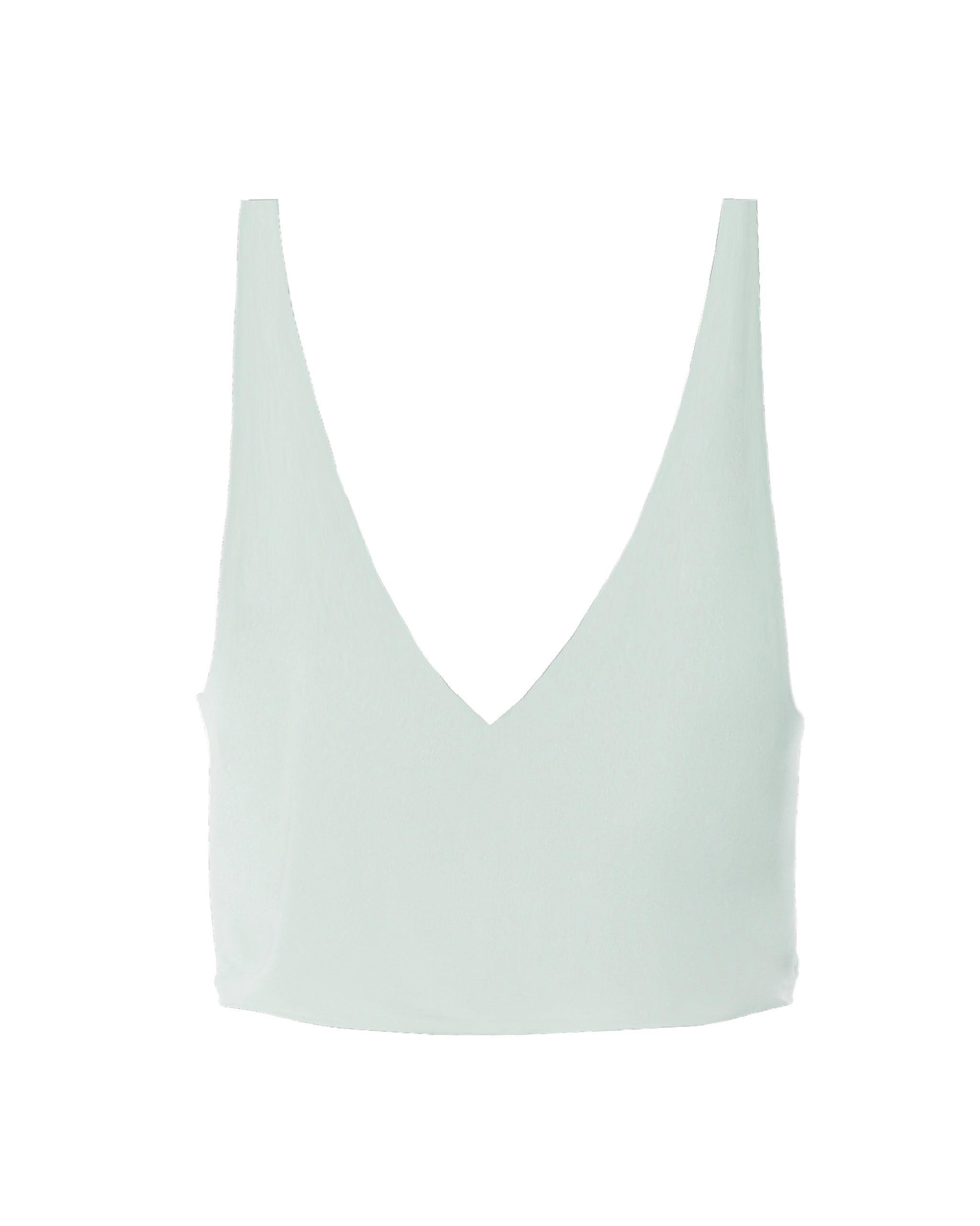 Satin Crop Top mit V-Ausschnitt und schmalen Trägern in salbeigrün Freisteller hinten