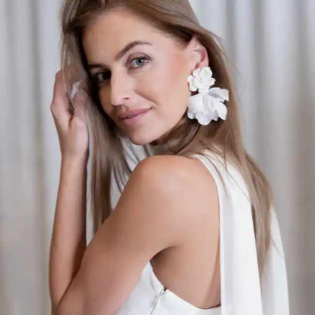 Brautschmuck Ohrringe grosse Braut Blumen-Ohrringe