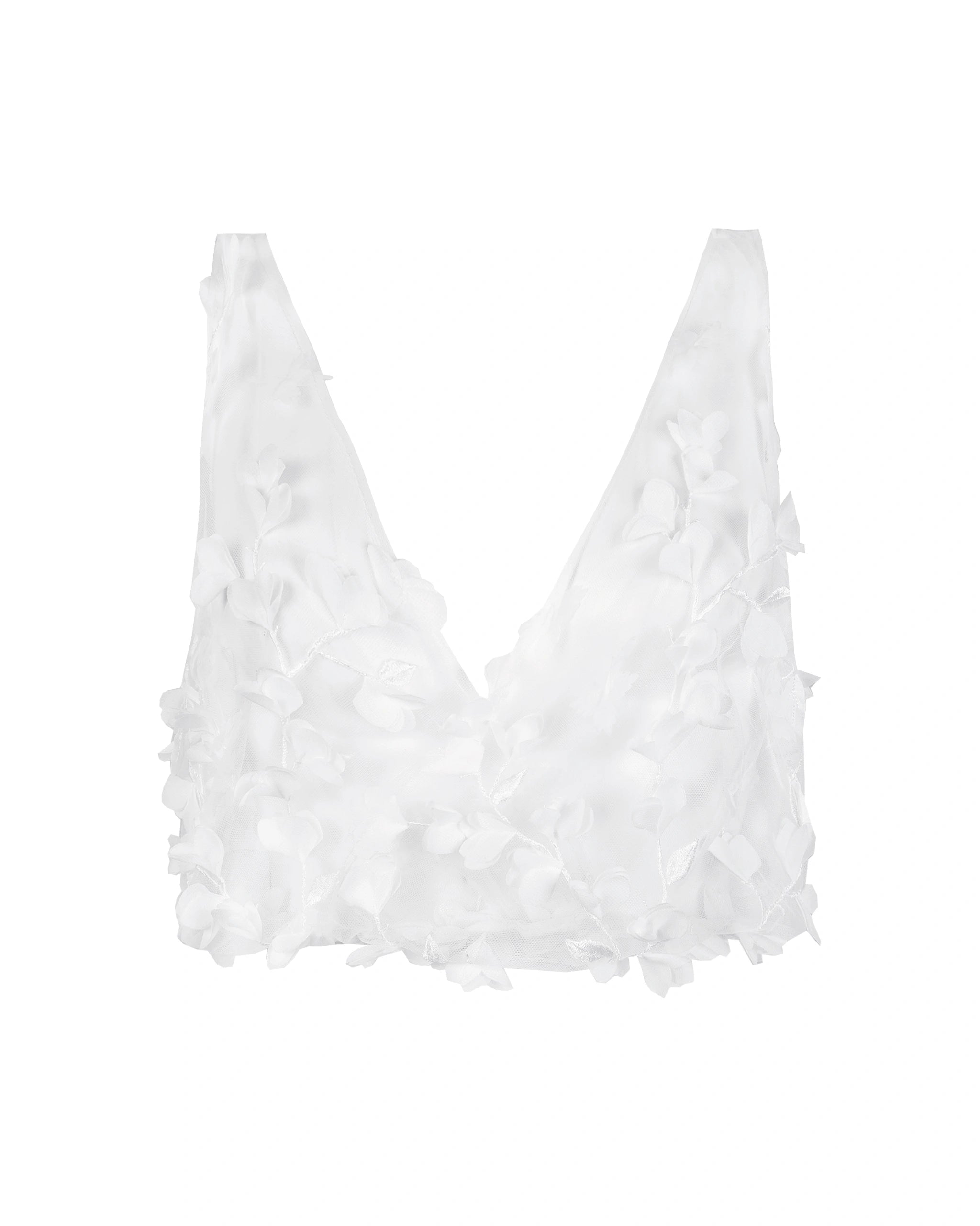 Braut Tülloberteil mit 3D-Blüten Freisteller vorne