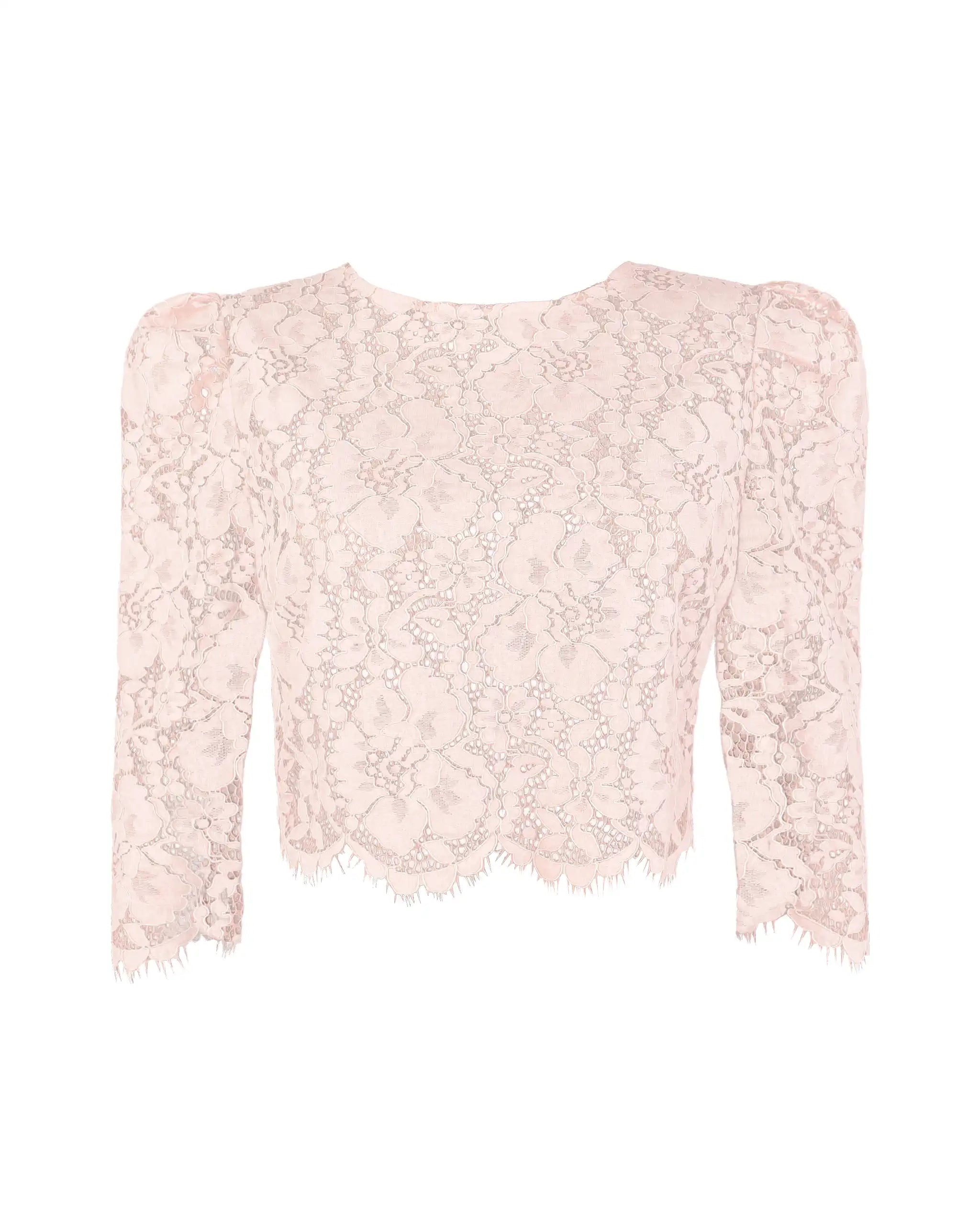 Vintage Spitzentop mit 3/4 Ärmeln in rosa Freisteller vorne