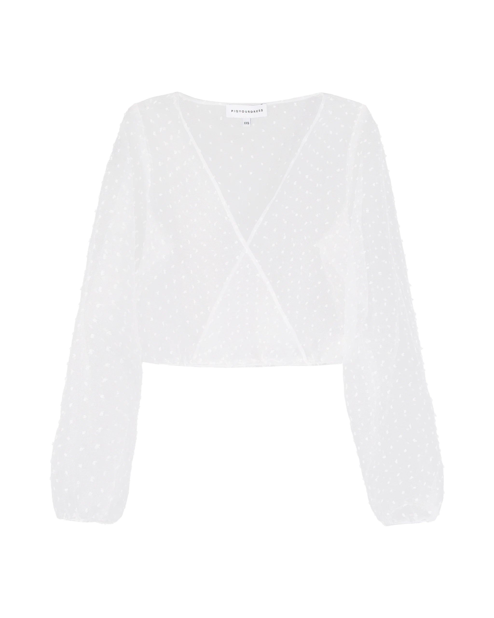 Braut Organza Bluse mit feinen Punkten und langen Ärmeln Freisteller vorne