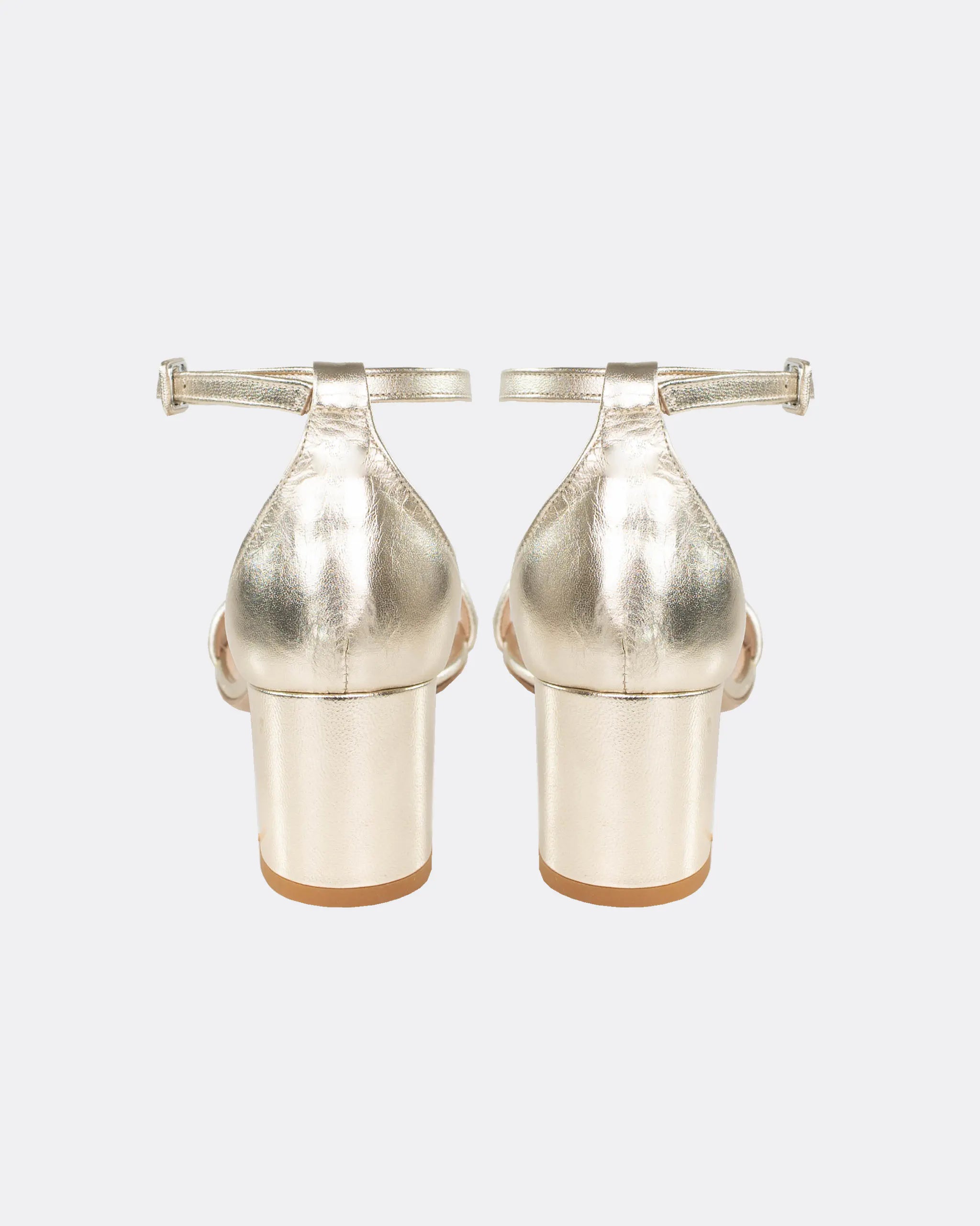 Sandalen mit 5cm Blockabsatz in Gold Ansicht hinten