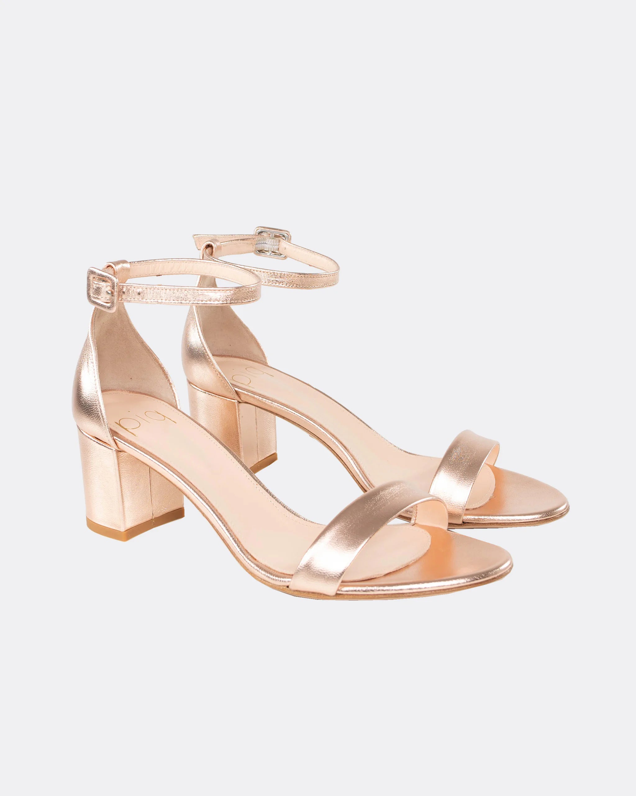 Sandalen mit 5cm Blockabsatz in Rosegold Ansicht seitlich