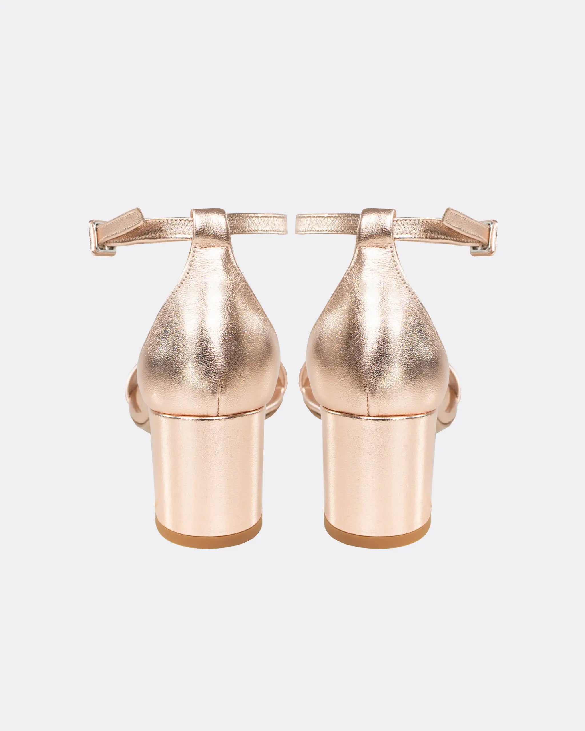 Sandalen mit 5cm Blockabsatz in Rosegold Ansicht hinten