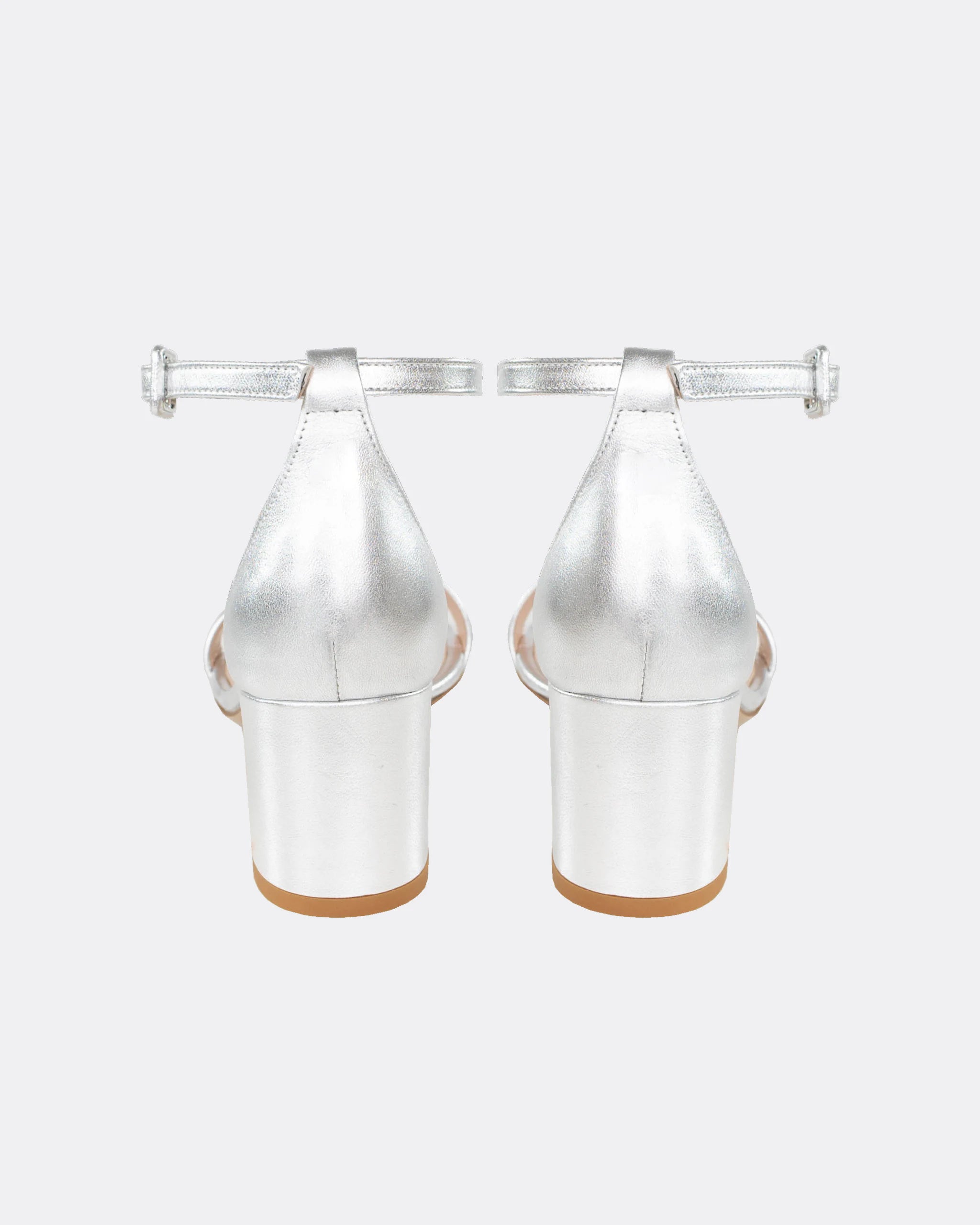 Sandalen mit 5cm Blockabsatz in Silber Ansicht hinten