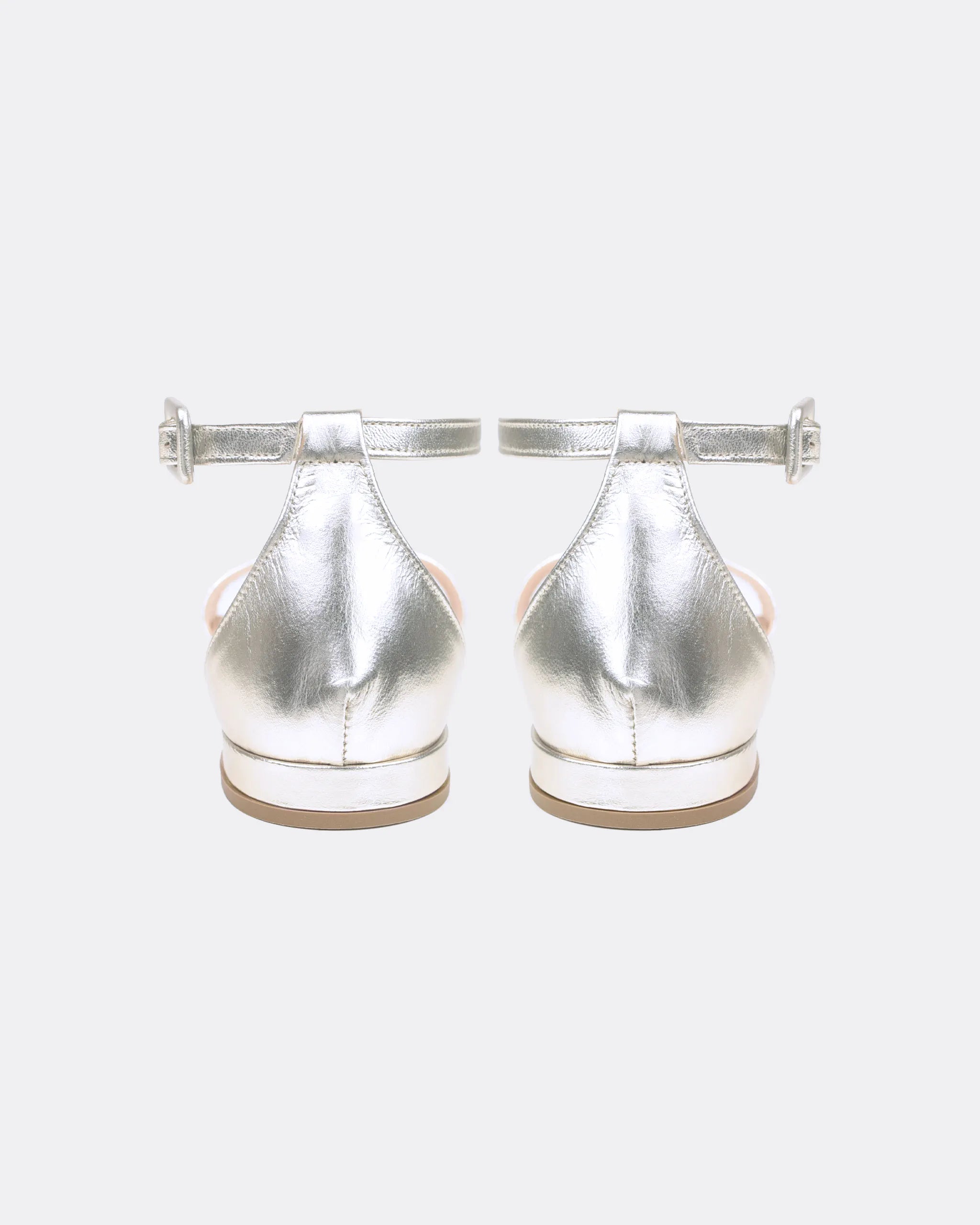 Flache Sandalen in Silber Ansicht hinten