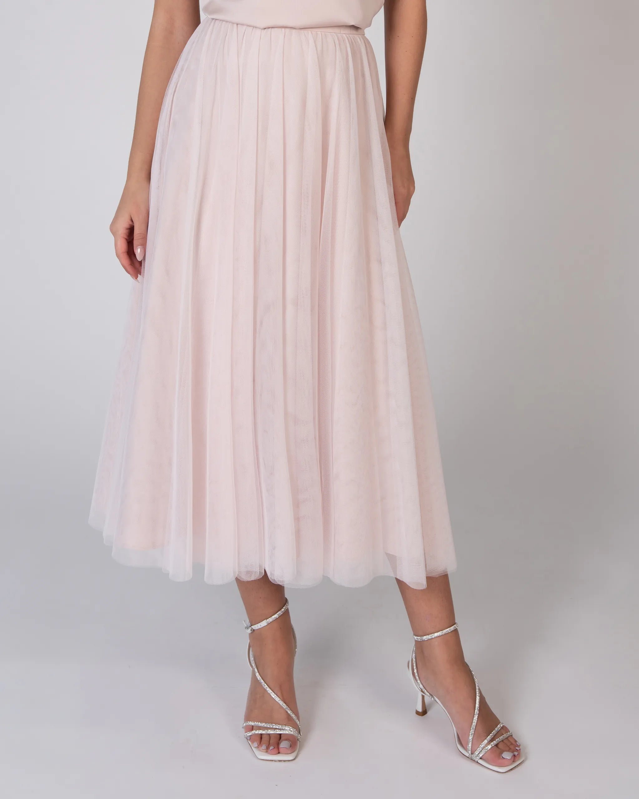 Wadenlanger Tüllrock in rosa Detailansicht