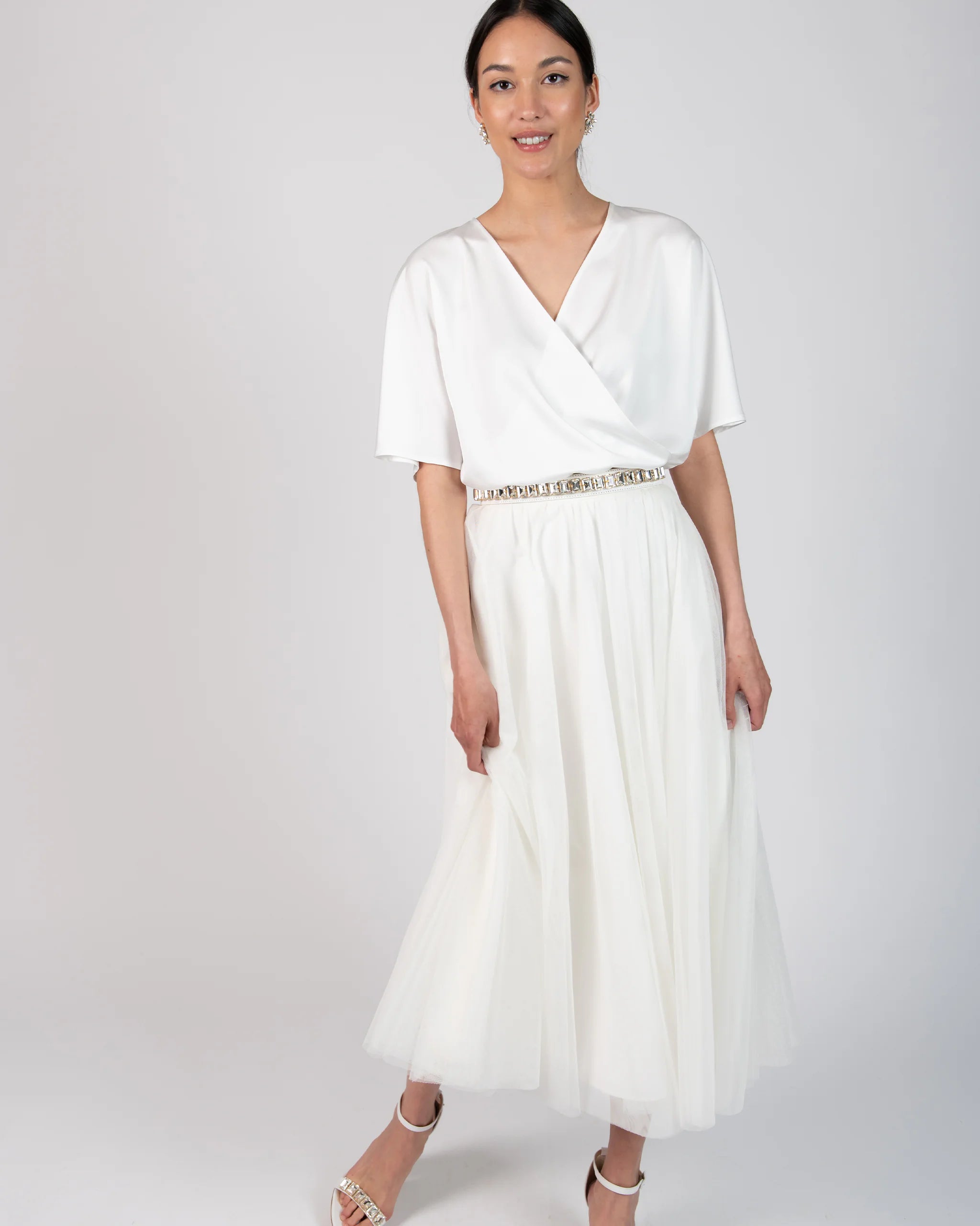 Wadenlanger Braut Tüllrock in ivory Ansicht vorne