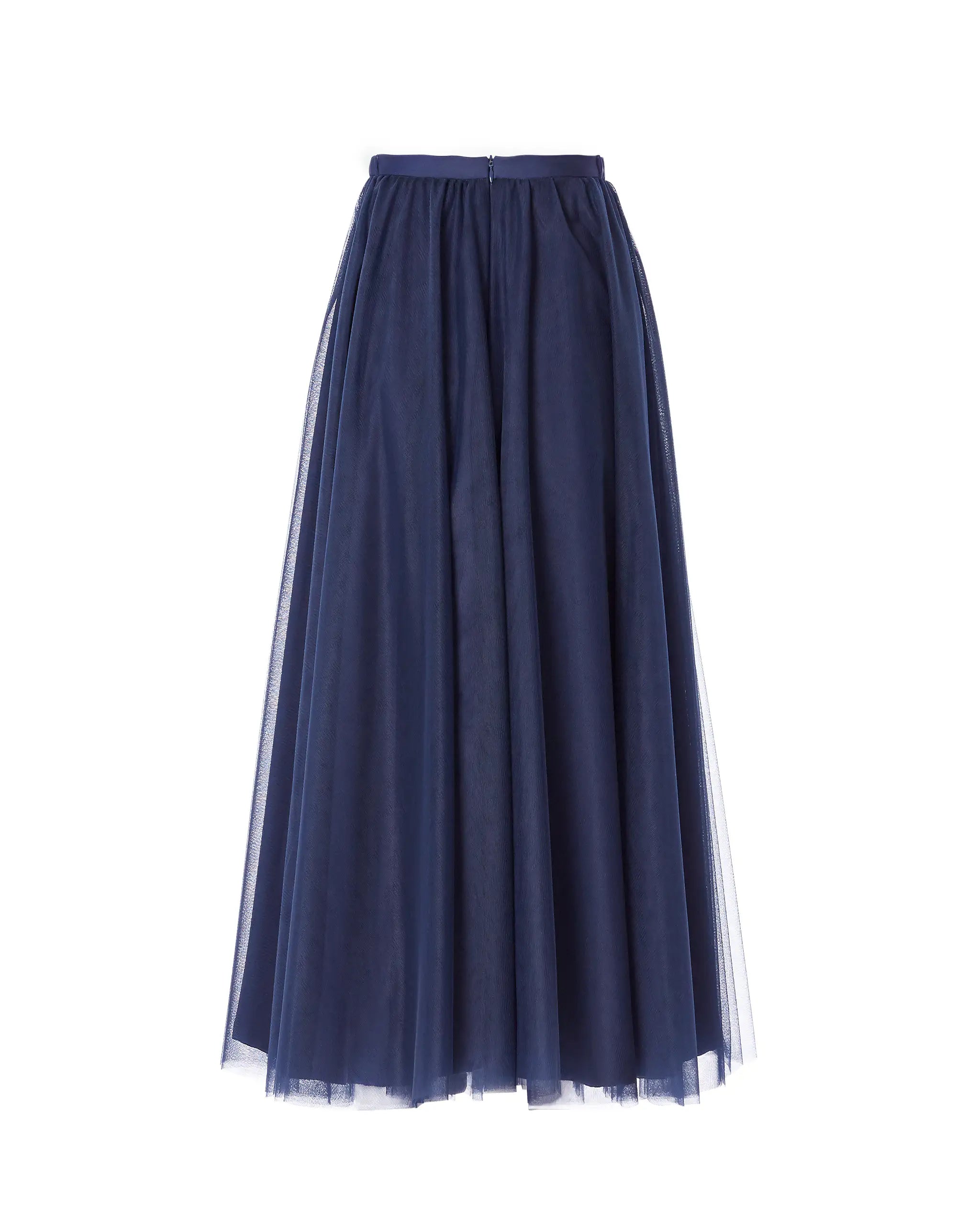 Wadenlanger Tüllrock in dunkelblau Freisteller hinten