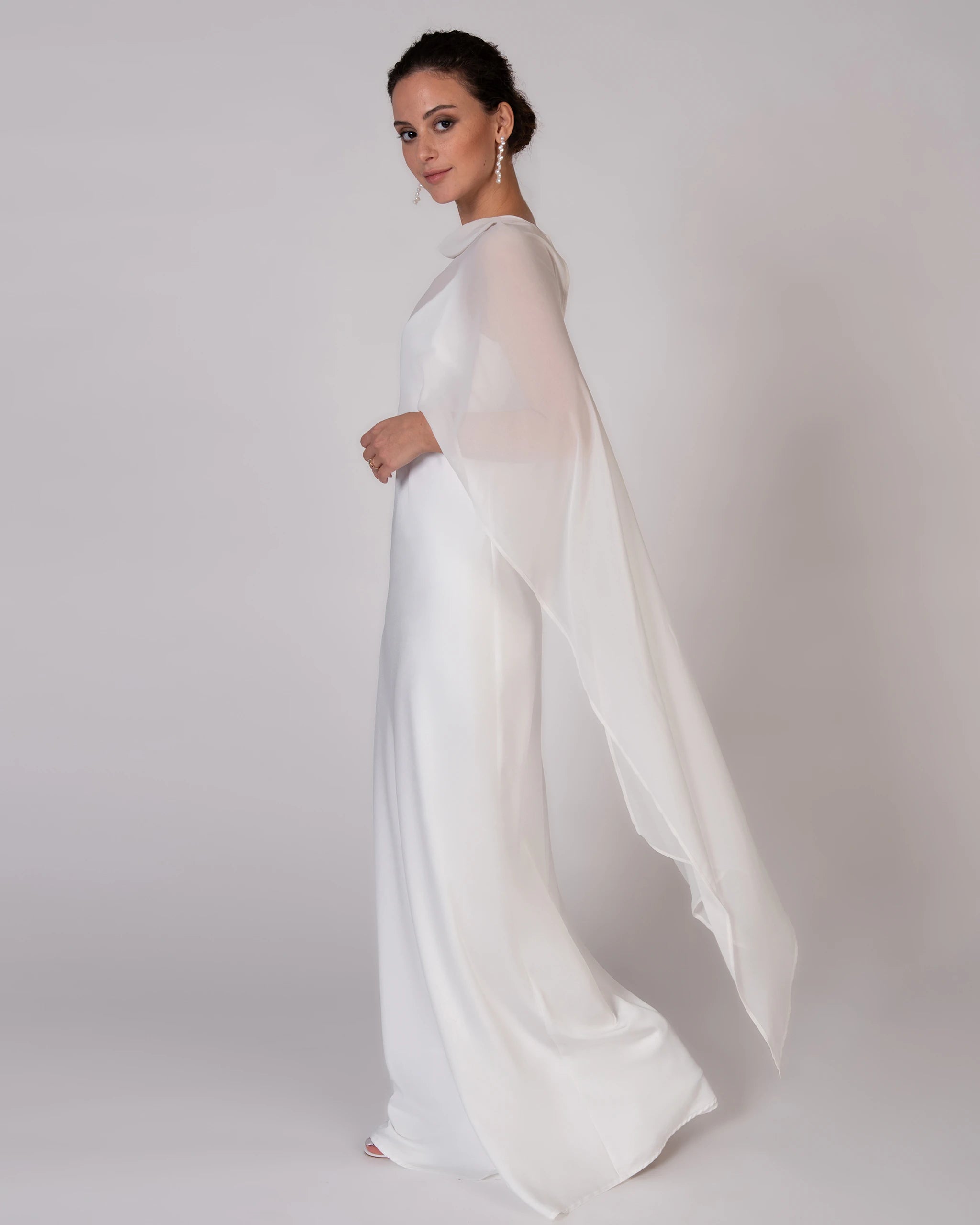 Schlichter Brautschal aus Chiffon Ansicht Seite