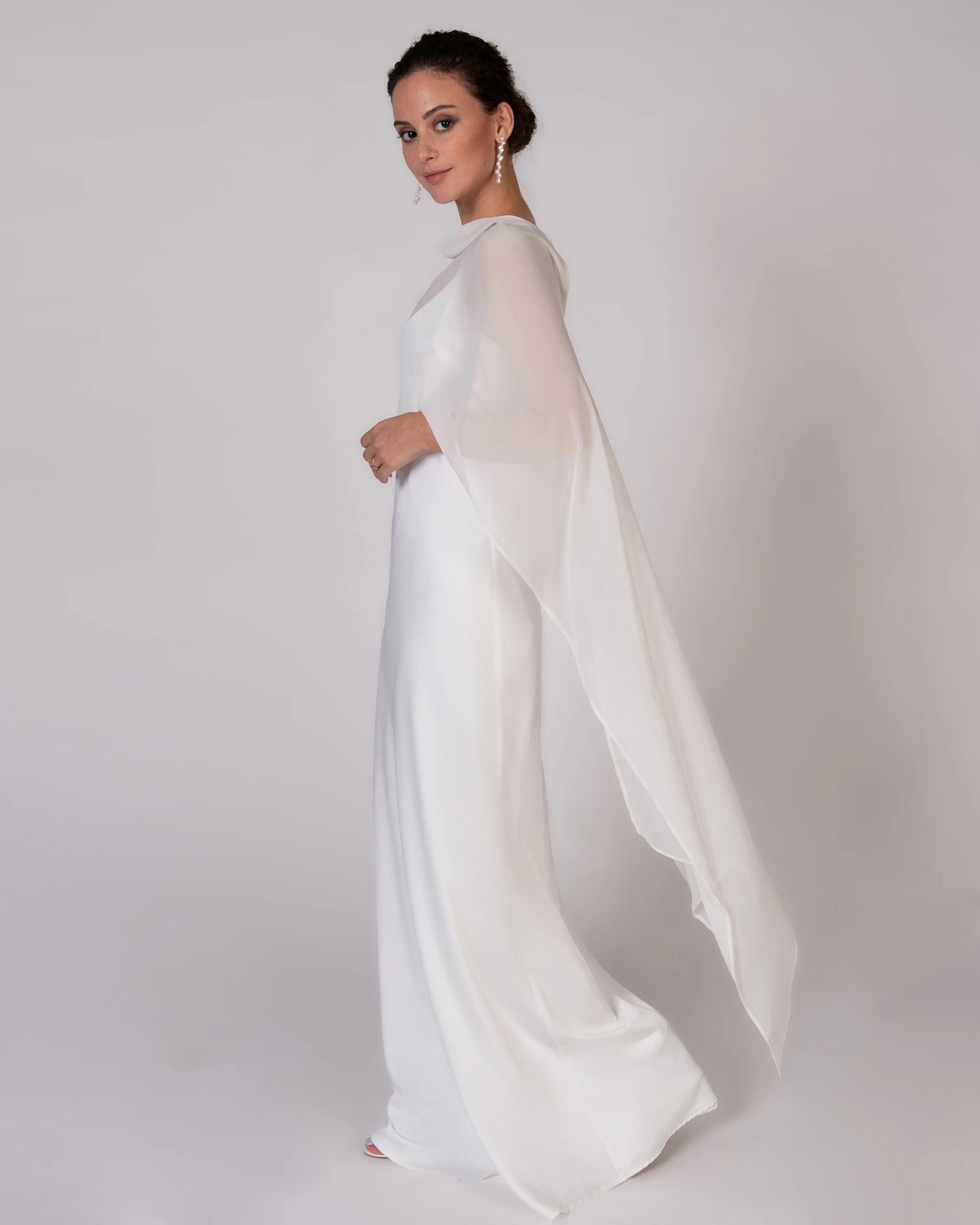 Schlichter Brautschal aus Chiffon Ansicht Seite