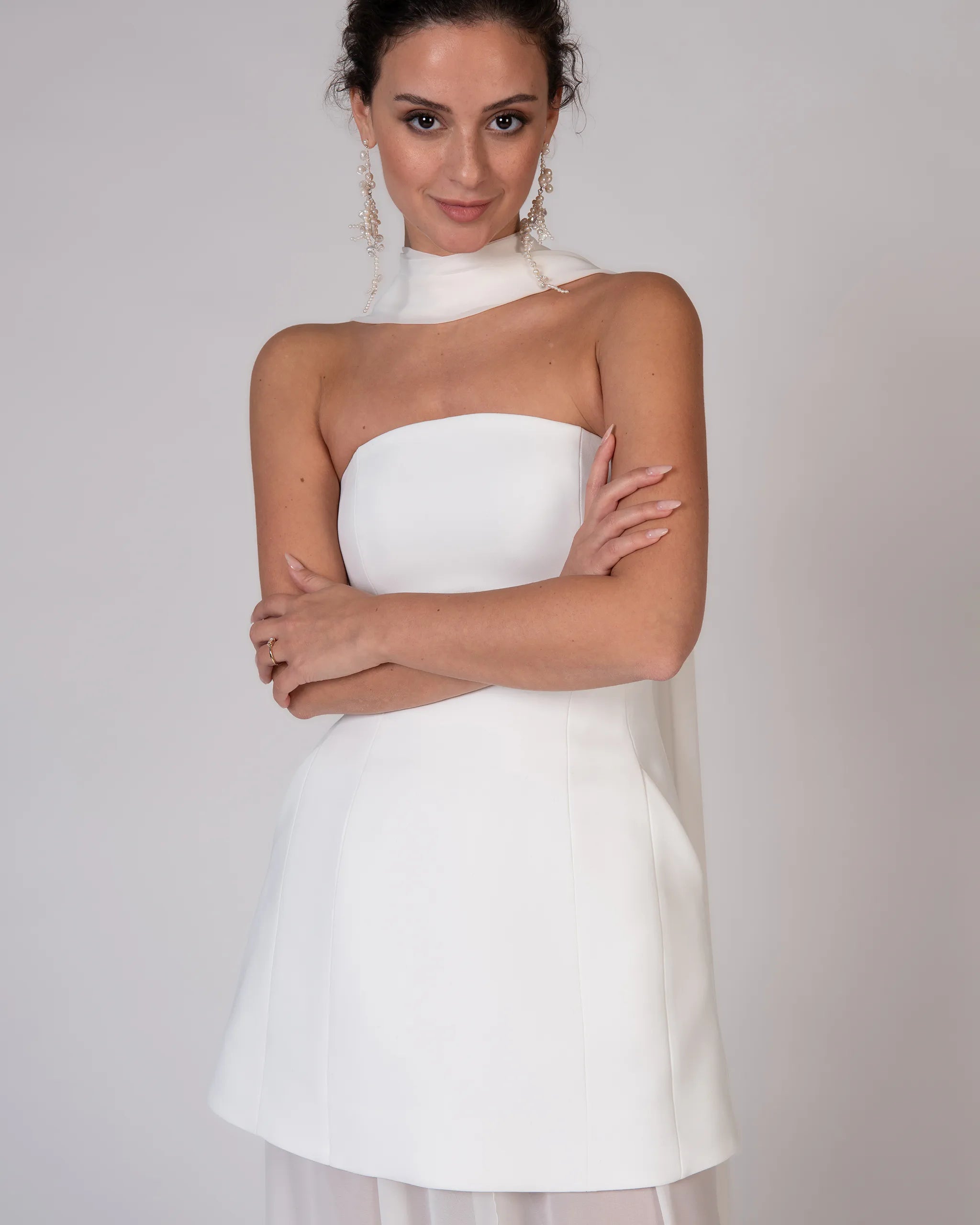 Schlichter Brautschal aus Chiffon Ansicht vorne