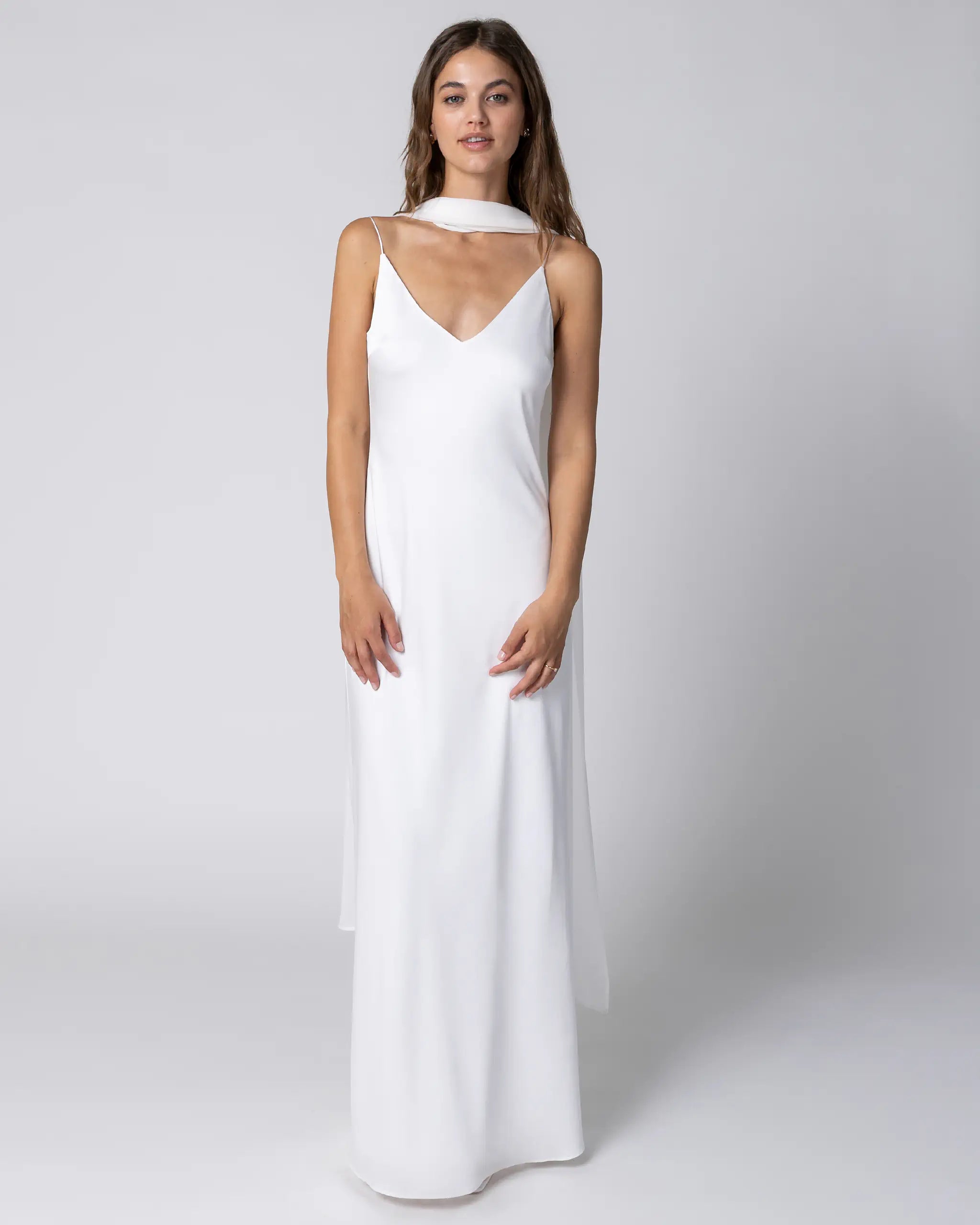 Schlichter Brautschal aus Chiffon Ansicht vorne
